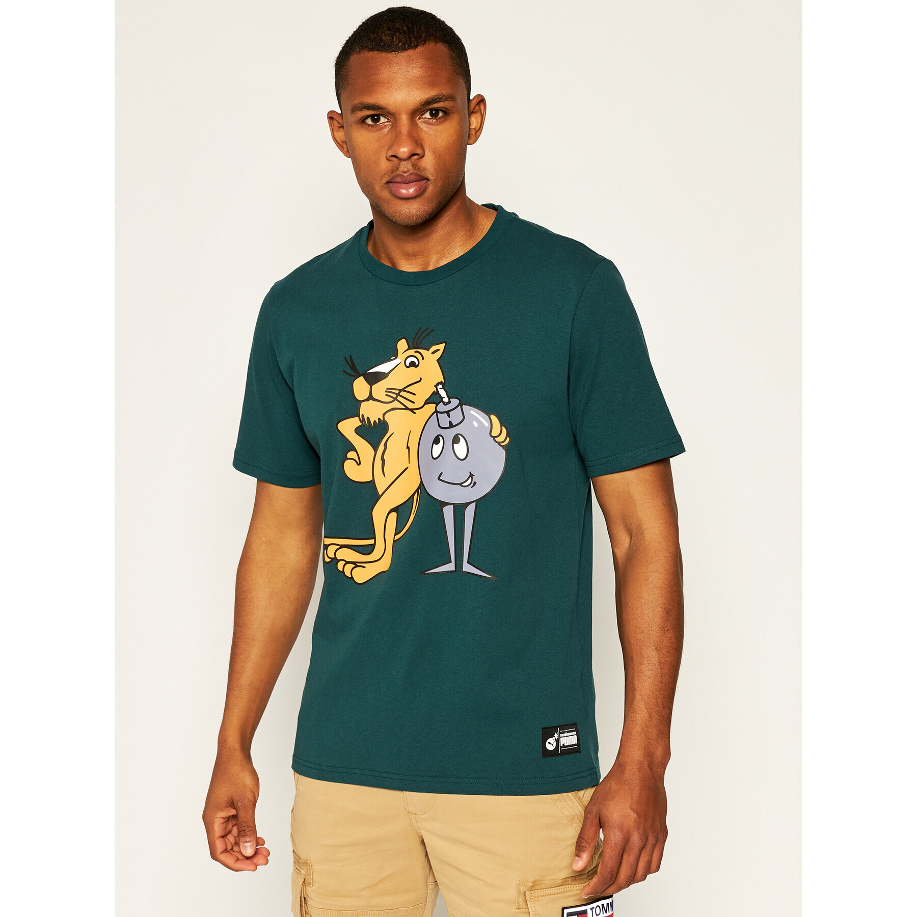 Puma Tricou THE HUNDREDS 596750 Verde Regular Fit - Pled.ro