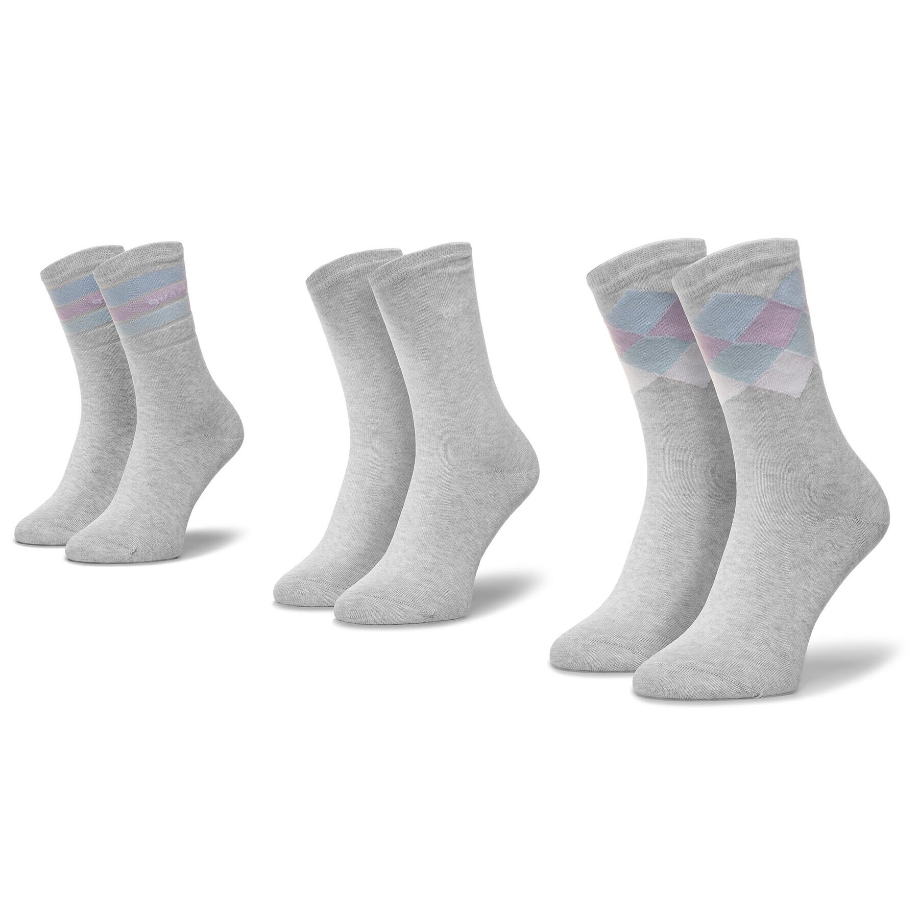 QUAZI Set de 3 perechi de șosete lungi de damă QZ-SOCKS-65-04-WOMAN-006 Gri - Pled.ro