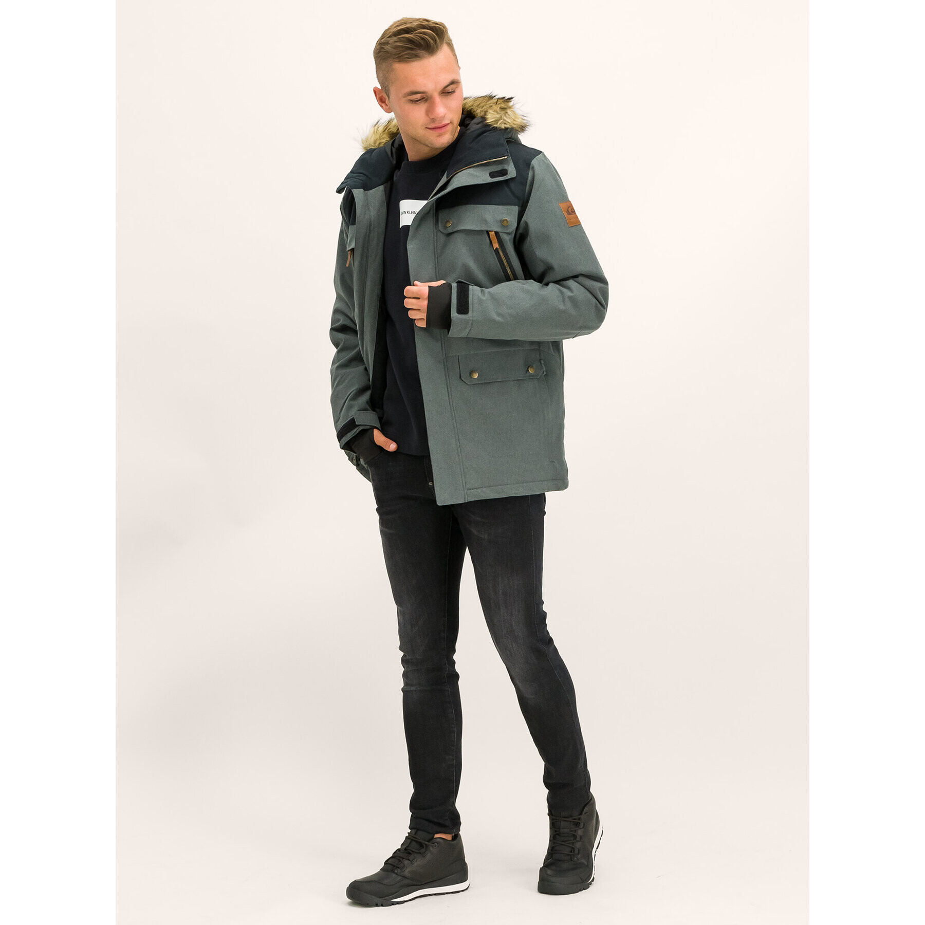 Quiksilver Geacă pentru snowboard Selector EQYTJ03226 Gri Modern Fit - Pled.ro