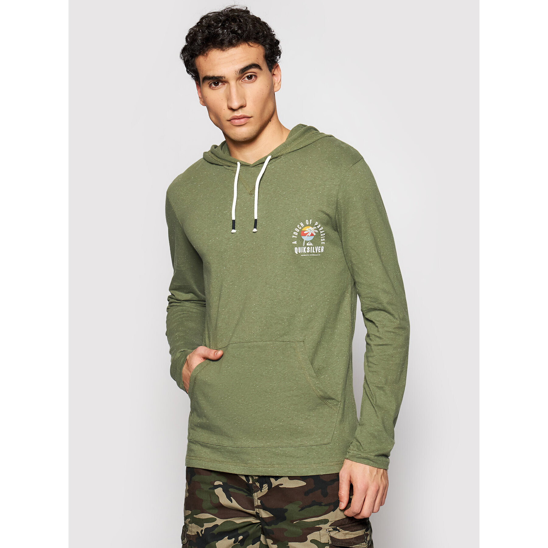 Quiksilver Longsleeve Beal Hoody EQYKT04122 Verde Regular Fit - Pled.ro