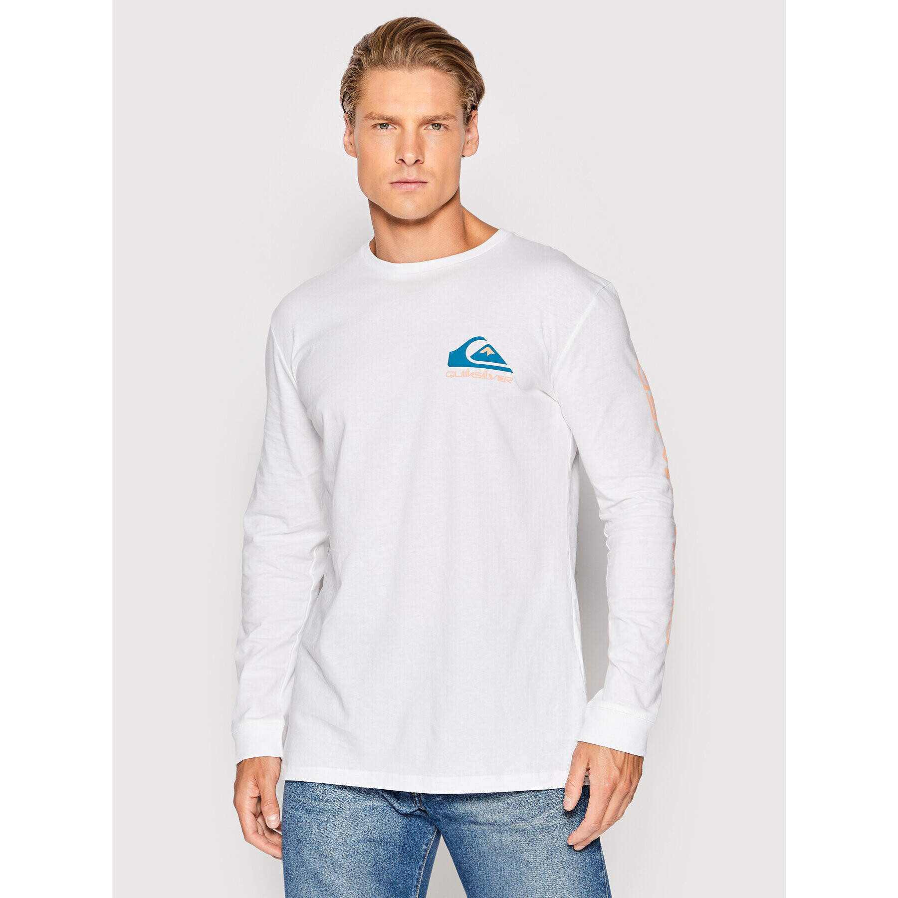 Quiksilver Longsleeve Omni Logo EQYZT06670 Alb Regular Fit - Pled.ro