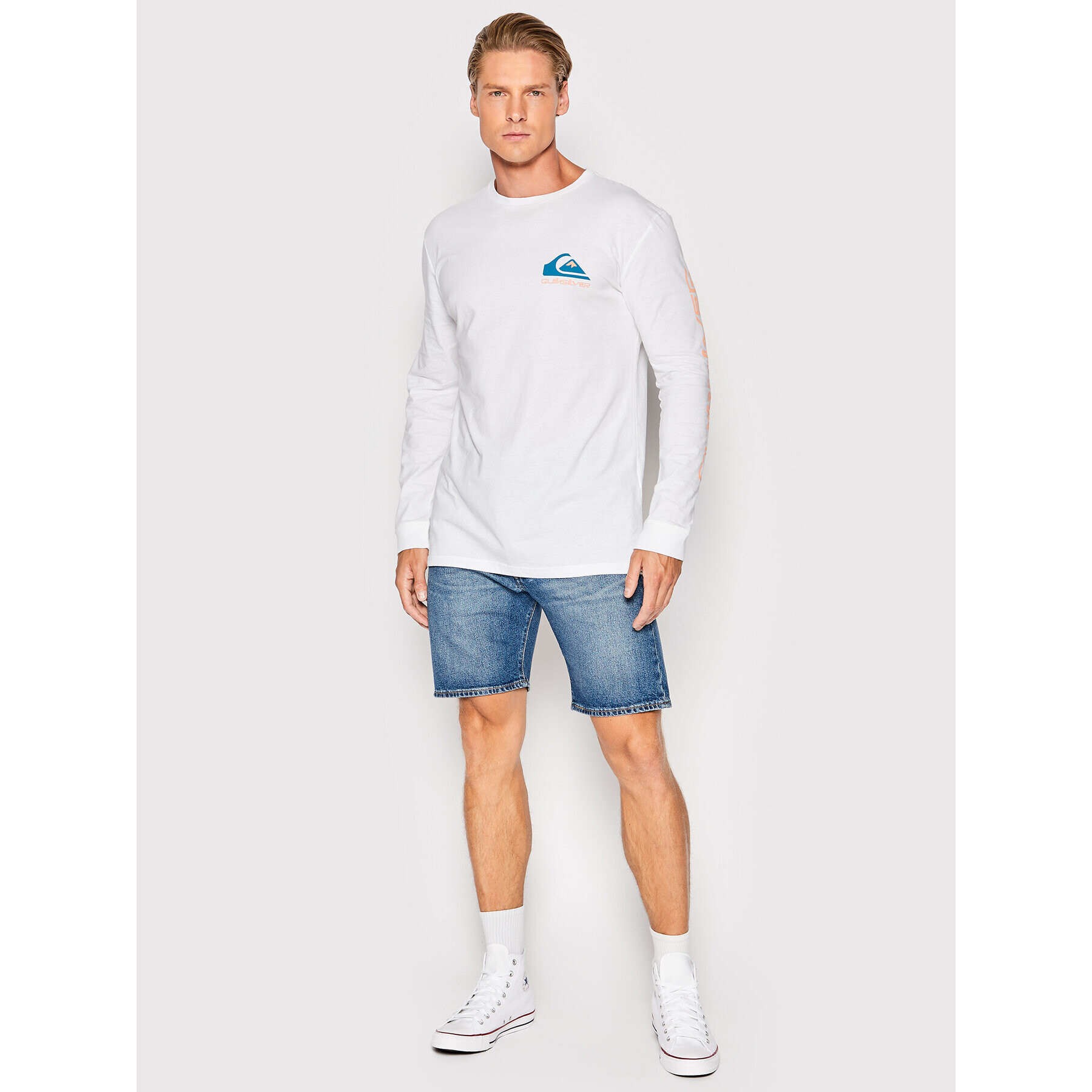 Quiksilver Longsleeve Omni Logo EQYZT06670 Alb Regular Fit - Pled.ro