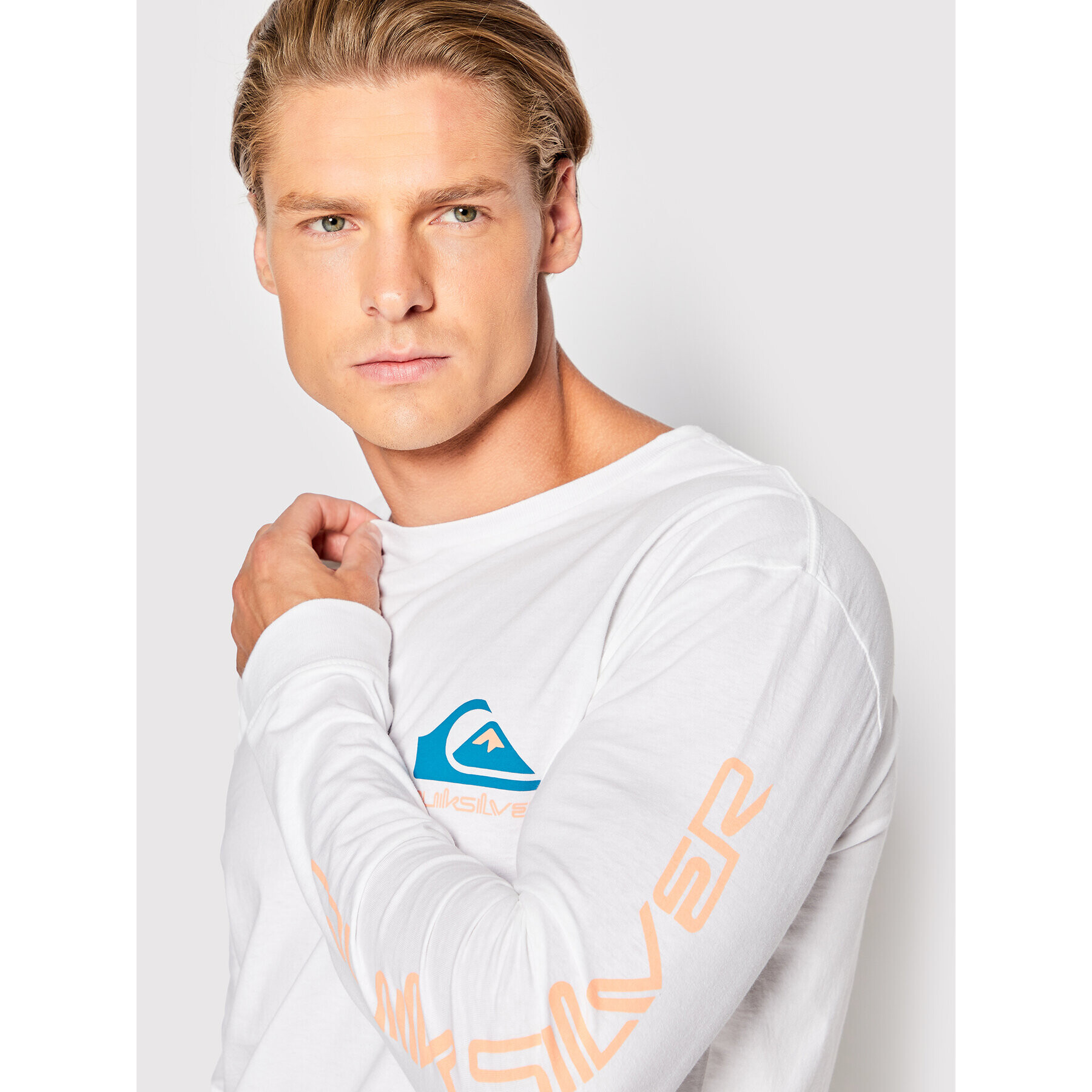 Quiksilver Longsleeve Omni Logo EQYZT06670 Alb Regular Fit - Pled.ro