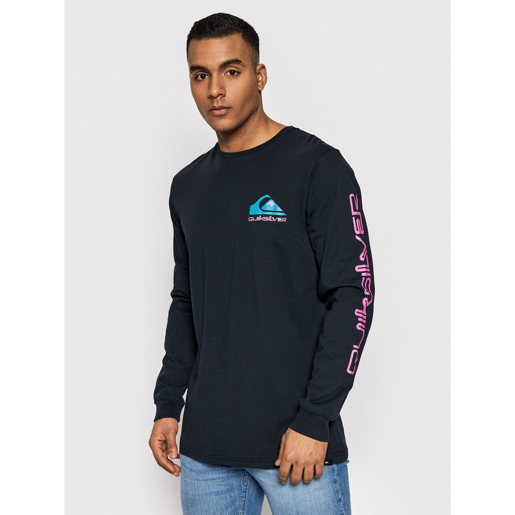 Quiksilver Longsleeve Omni Logo EQYZT06670 Bleumarin Classic Fit - Pled.ro