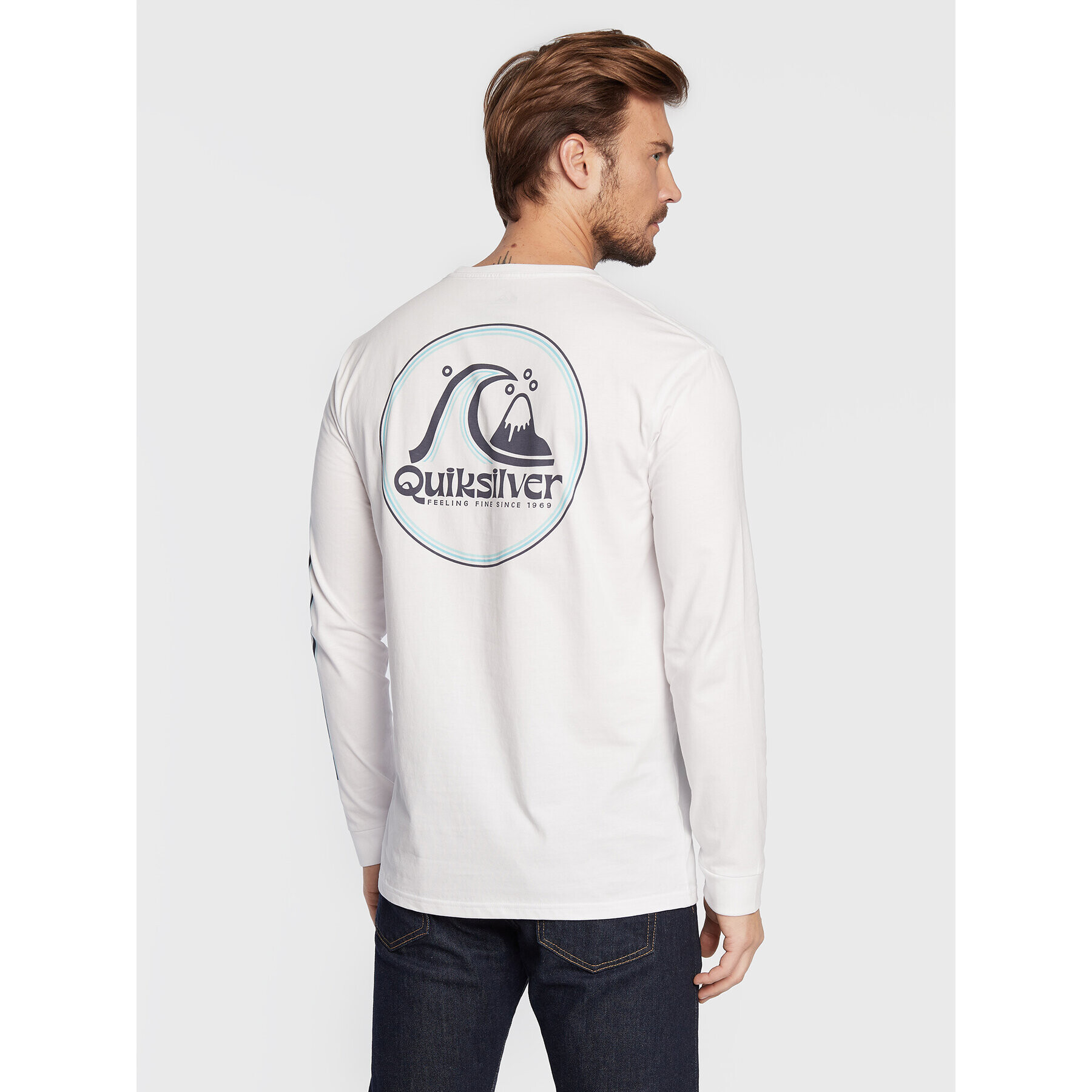 Quiksilver Longsleeve Rolling Circle EQYZT07052 Alb Classic Fit - Pled.ro