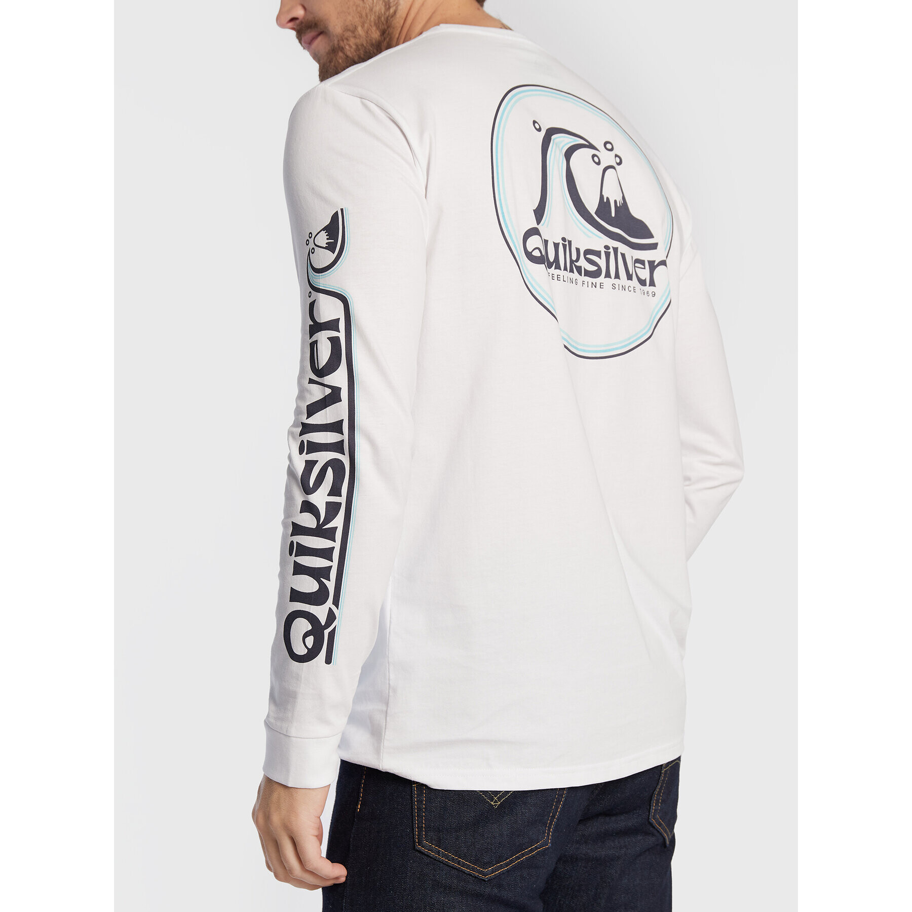 Quiksilver Longsleeve Rolling Circle EQYZT07052 Alb Classic Fit - Pled.ro