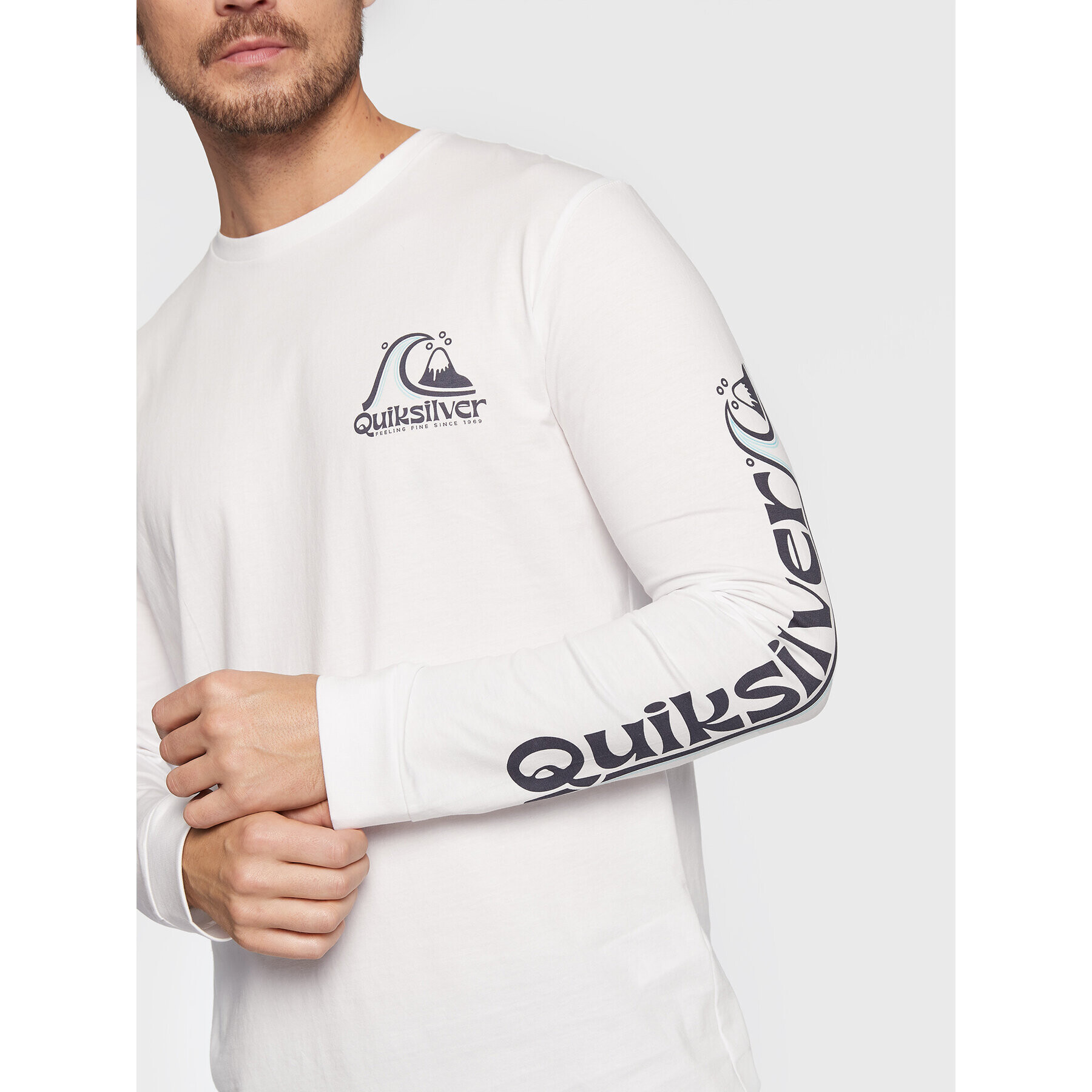 Quiksilver Longsleeve Rolling Circle EQYZT07052 Alb Classic Fit - Pled.ro