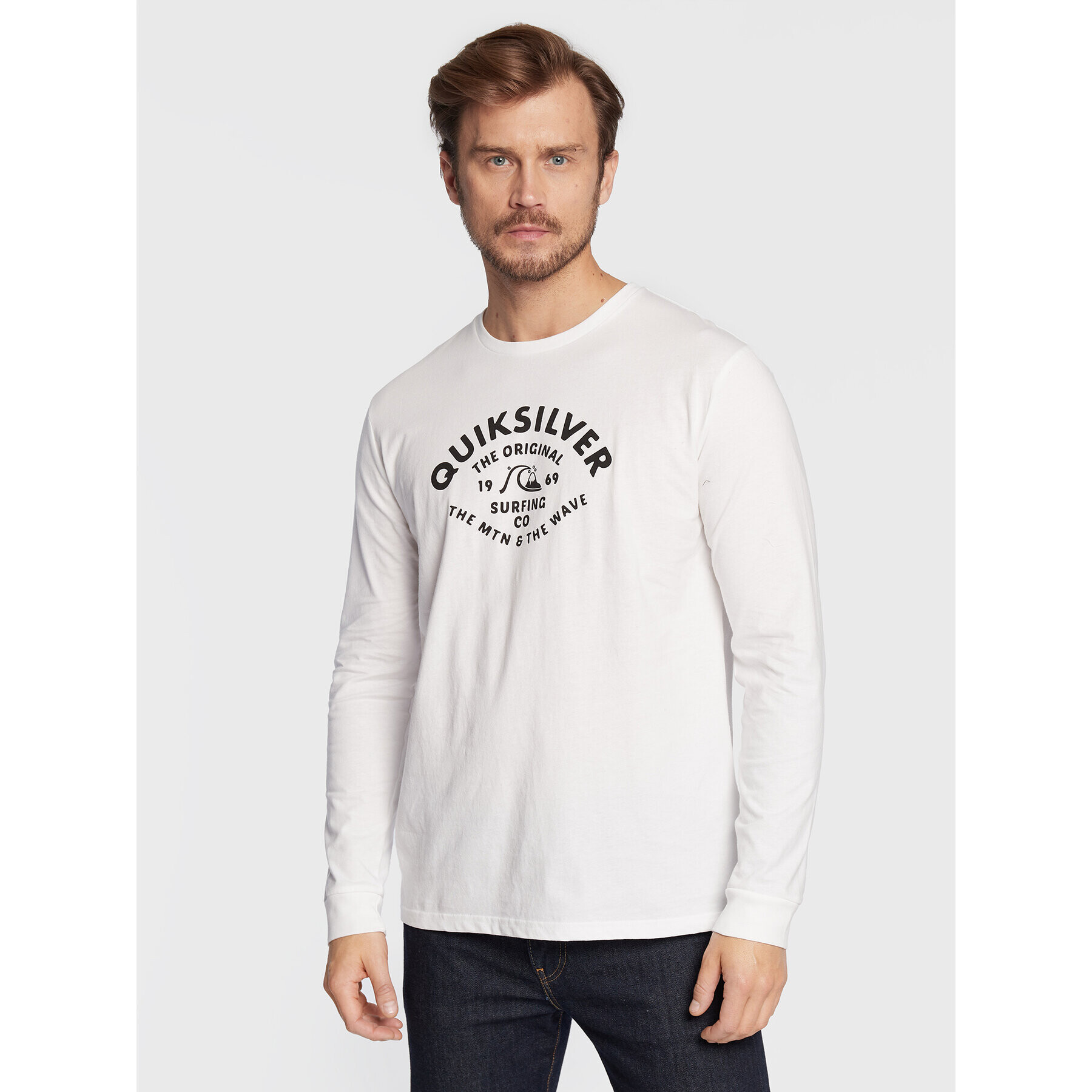 Quiksilver Longsleeve Script Talk EQYZT07055 Alb Classic Fit - Pled.ro