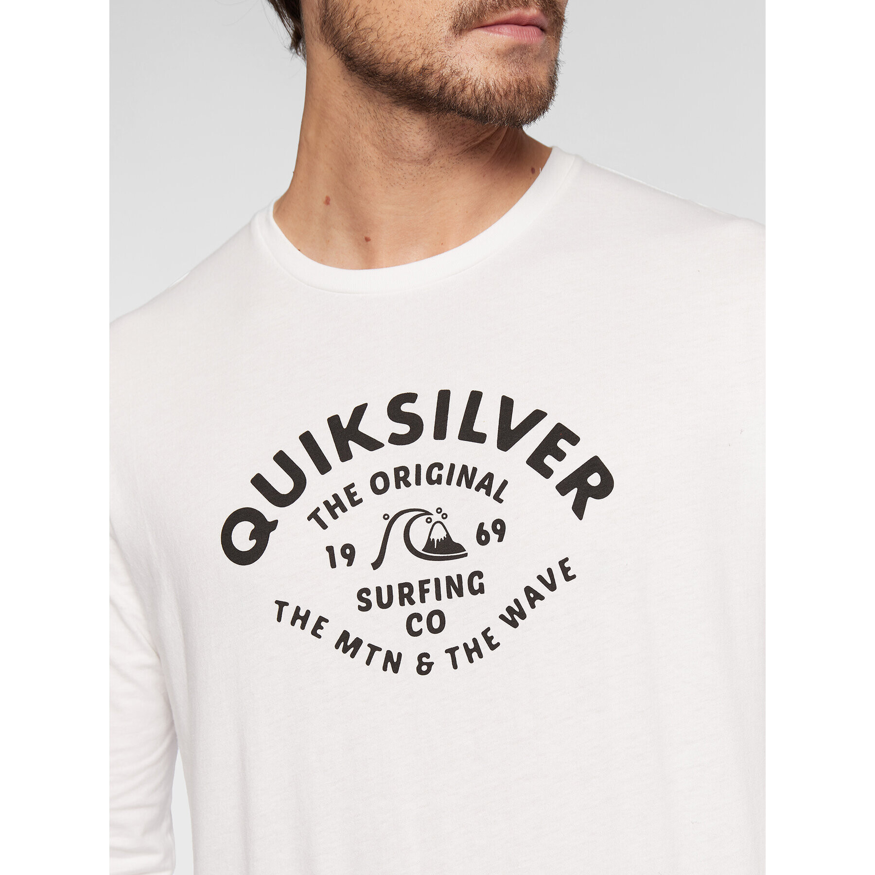 Quiksilver Longsleeve Script Talk EQYZT07055 Alb Classic Fit - Pled.ro