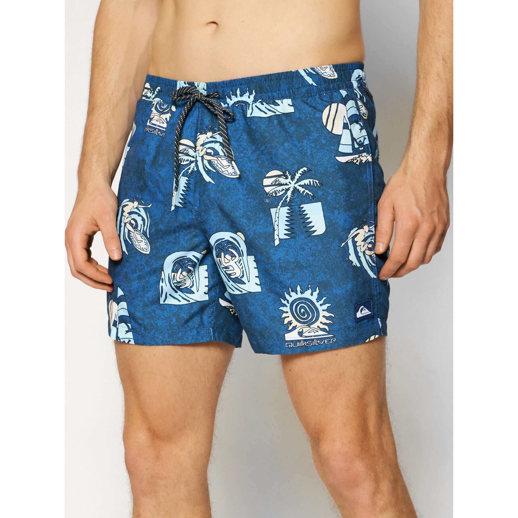 Quiksilver Pantaloni scurți pentru înot Island Pulse 15" EQYJV03697 Bleumarin Regular Fit - Pled.ro