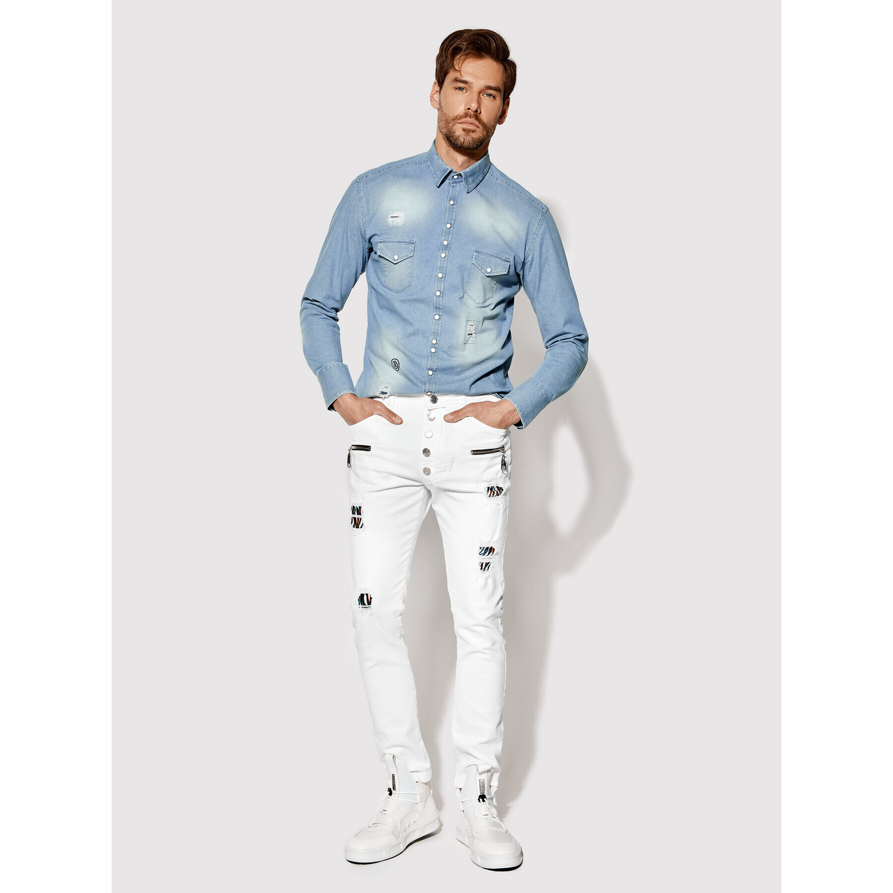 Rage Age Blugi Hermes 1 Alb Slim Fit - Pled.ro