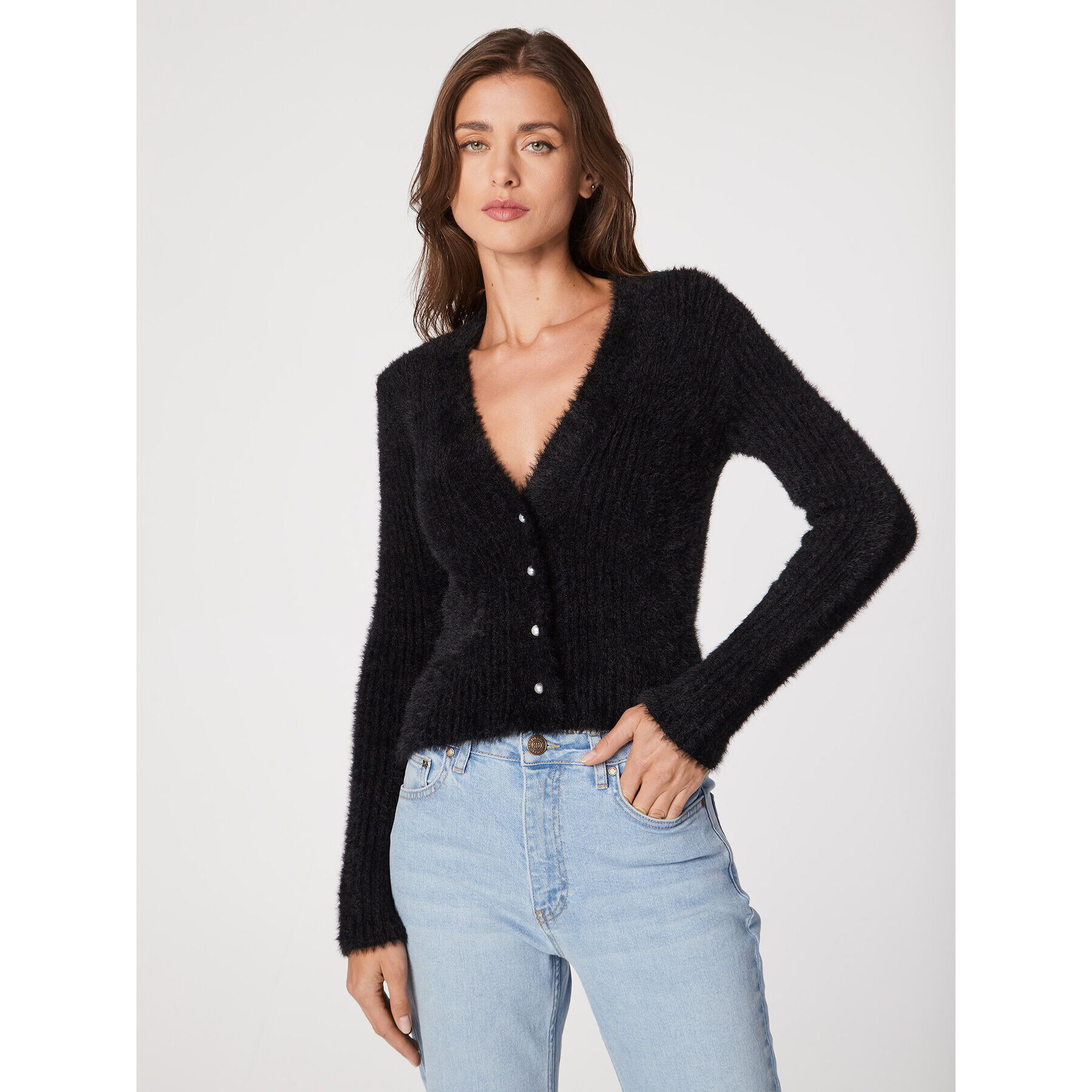 Rage Age Cardigan Tulu Negru Regular Fit - Pled.ro