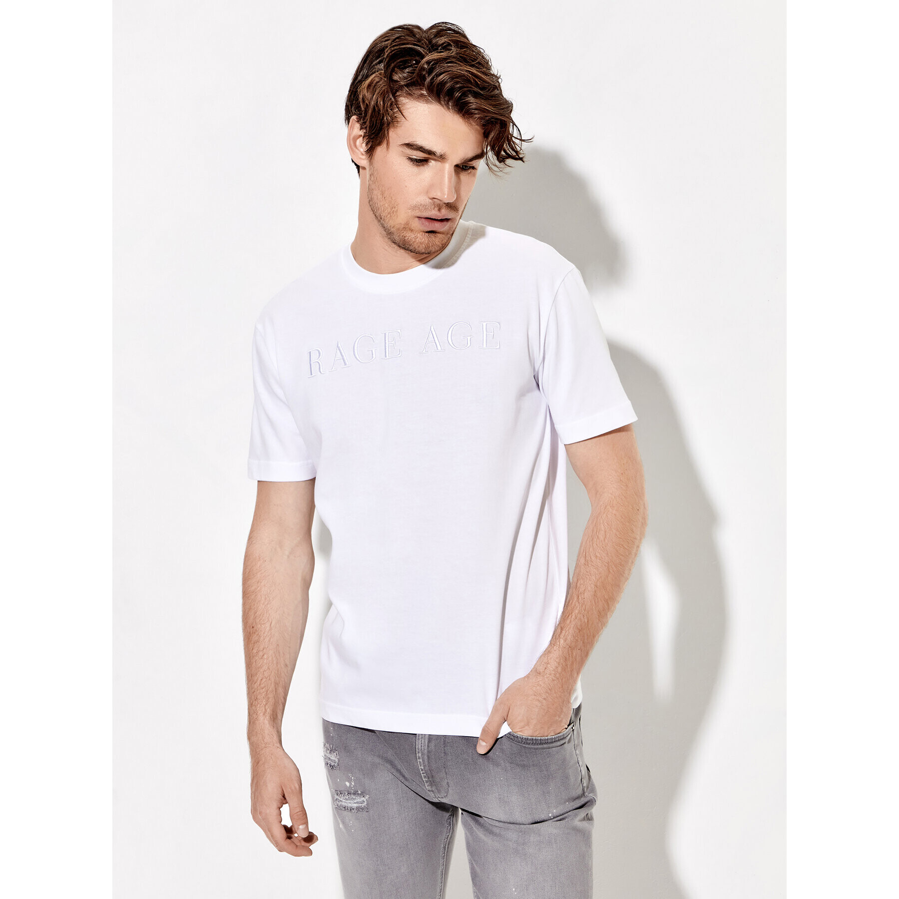 Rage Age Tricou Embro Alb Relaxed Fit - Pled.ro