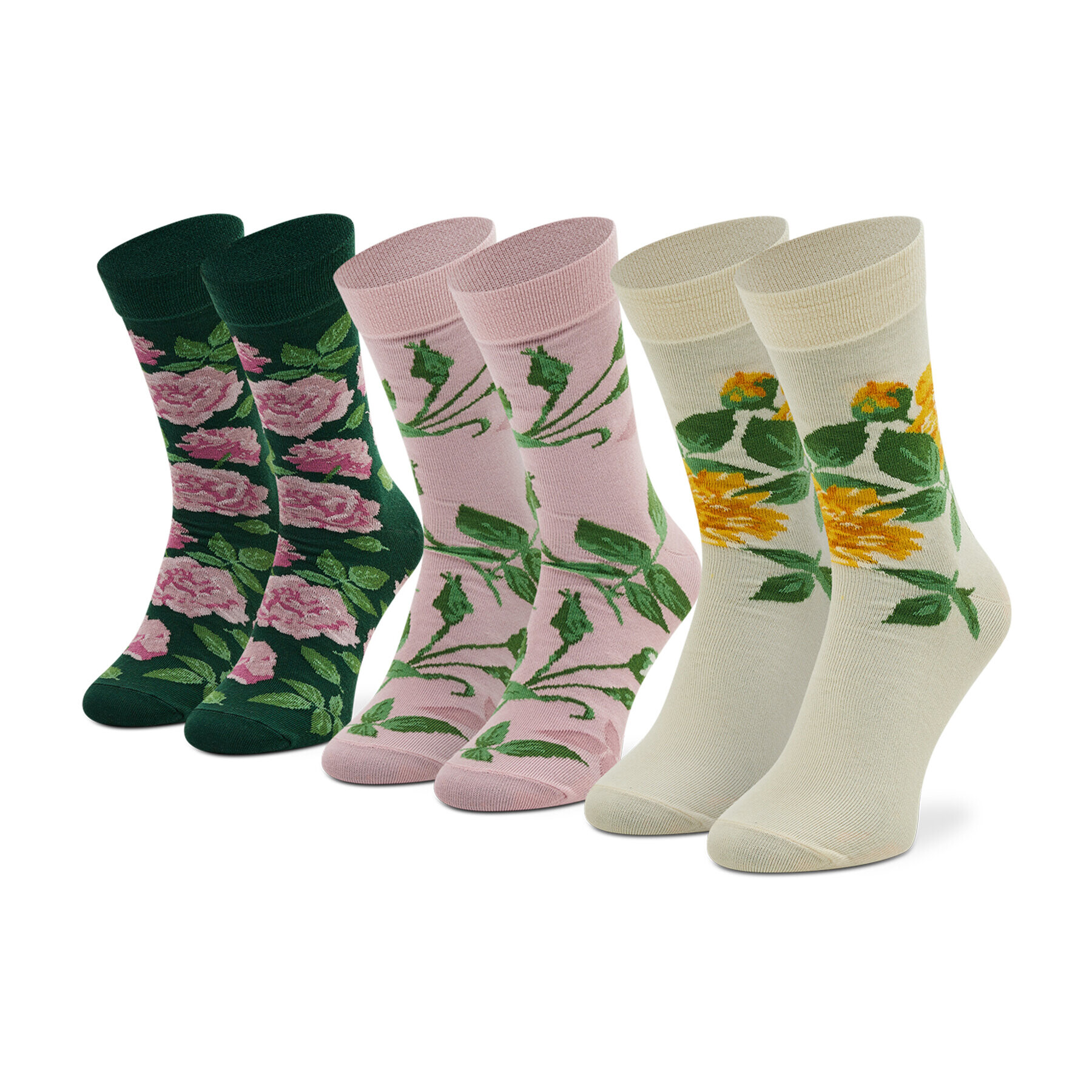 Rainbow Socks Set de 3 perechi de șosete lungi de damă Box Flower Roz - Pled.ro