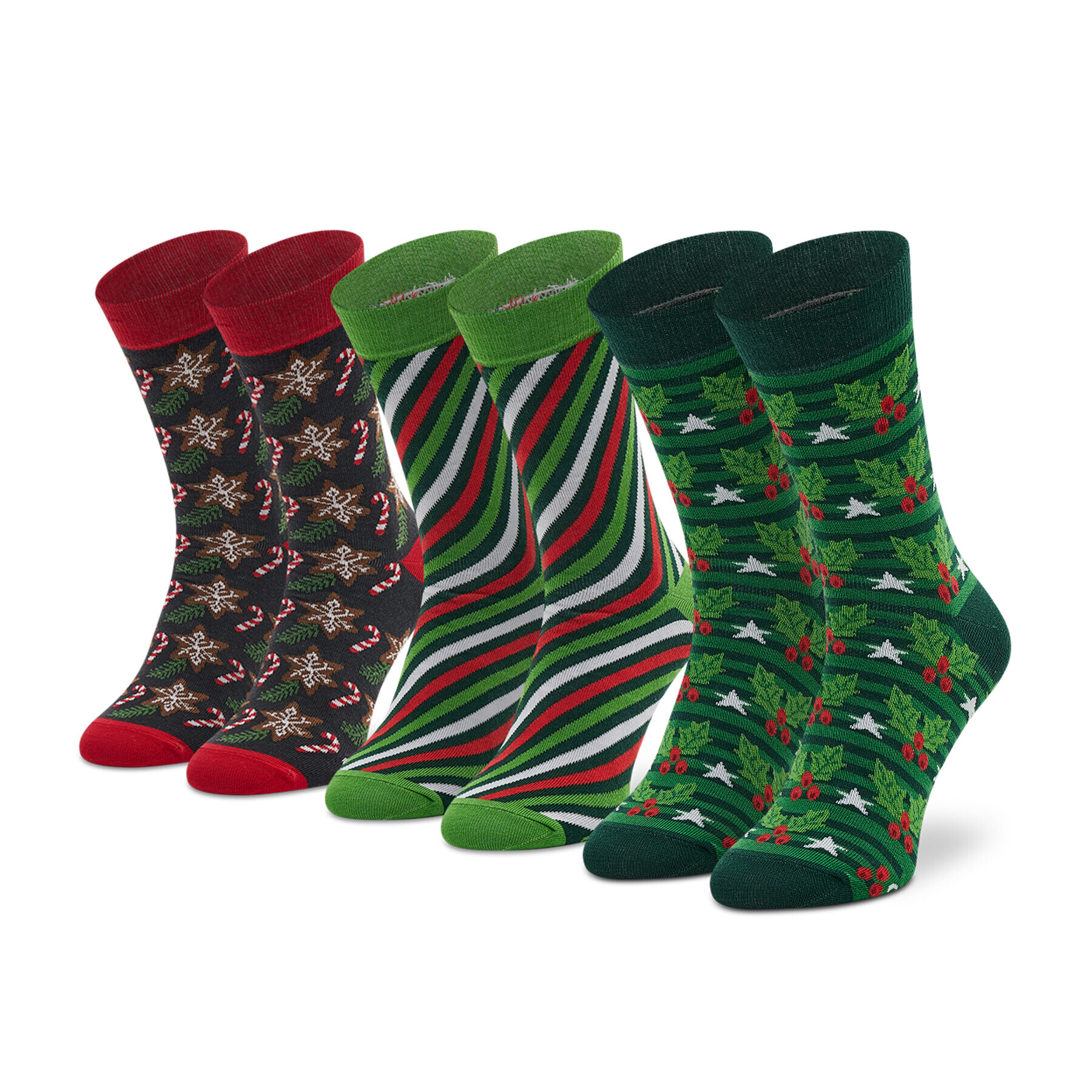 Rainbow Socks Set de 3 perechi de șosete medii unisex Xmas Socks Box Stripes Pak 3 Verde - Pled.ro