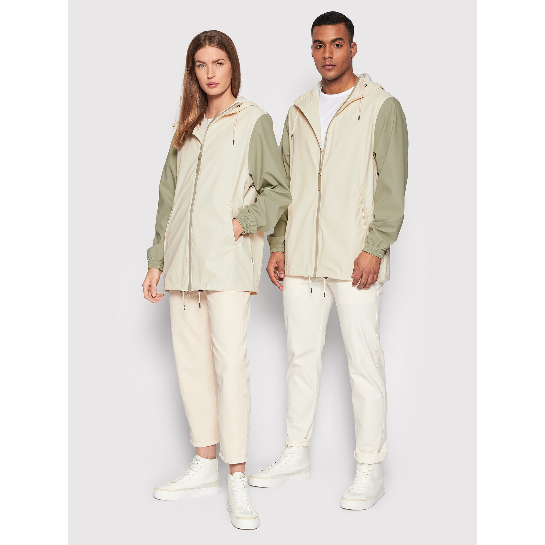 Rains Geacă de ploaie Unisex 18370 Bej Regular Fit - Pled.ro