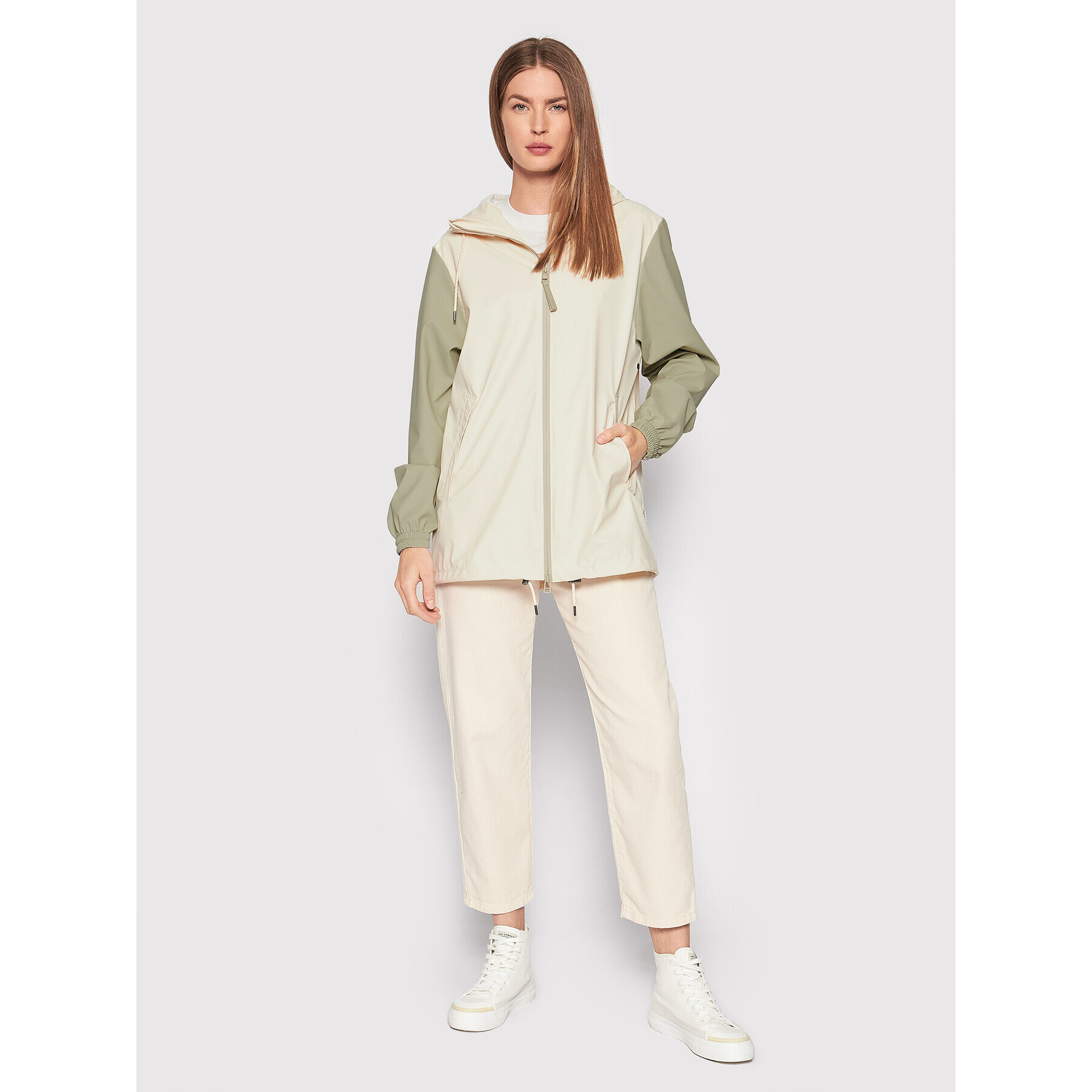 Rains Geacă de ploaie Unisex 18370 Bej Regular Fit - Pled.ro