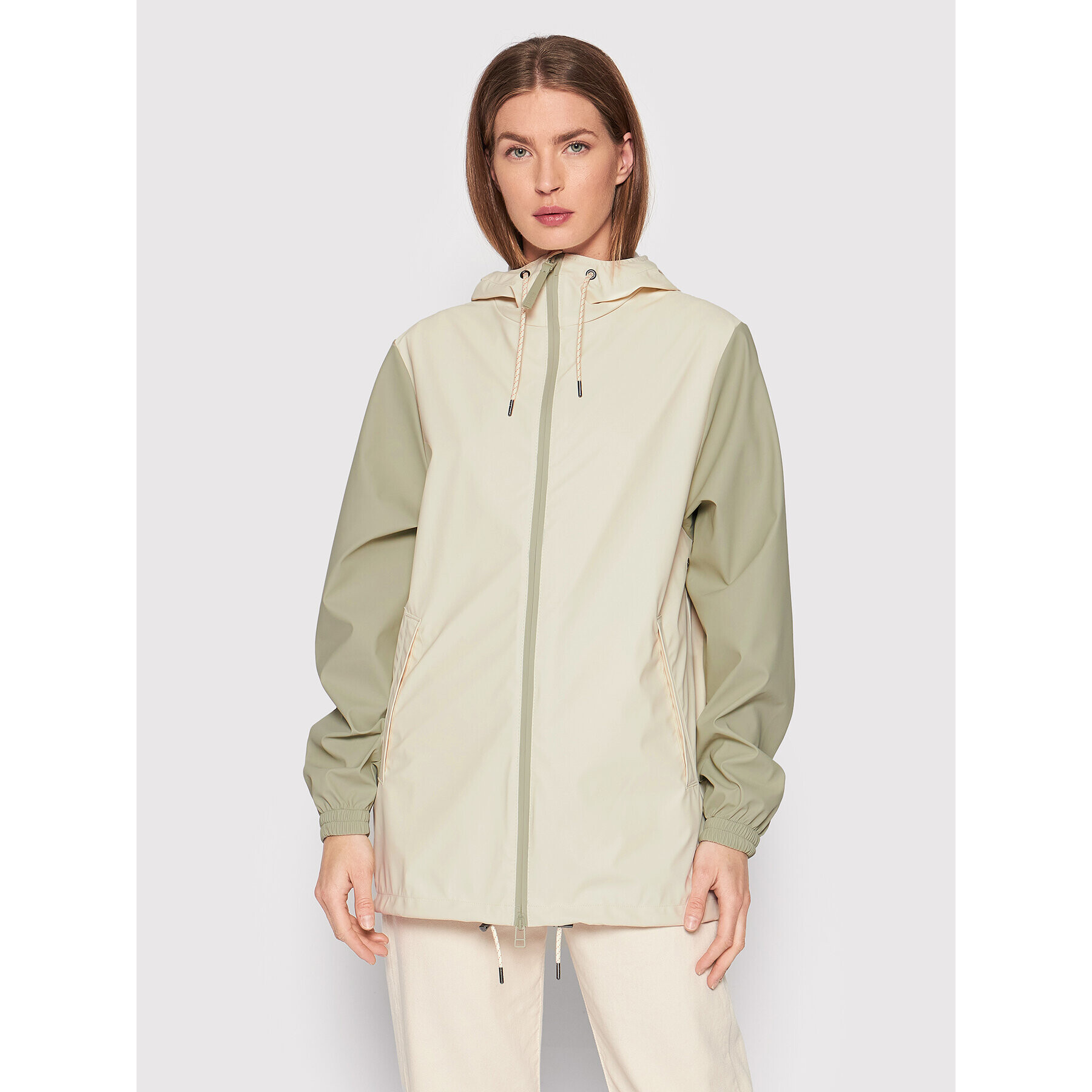 Rains Geacă de ploaie Unisex 18370 Bej Regular Fit - Pled.ro