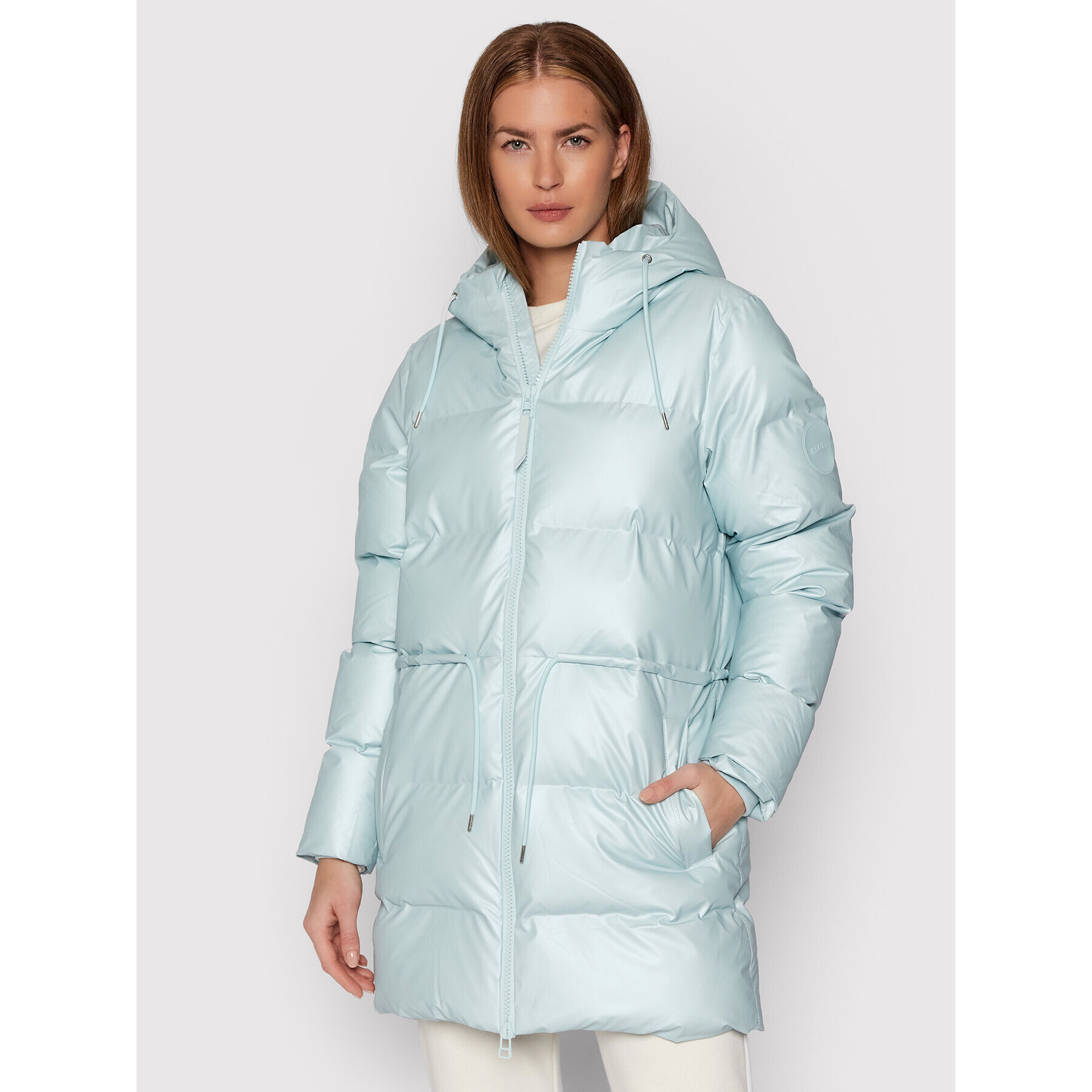 Rains Geacă din puf Unisex 1537 Albastru Regular Fit - Pled.ro