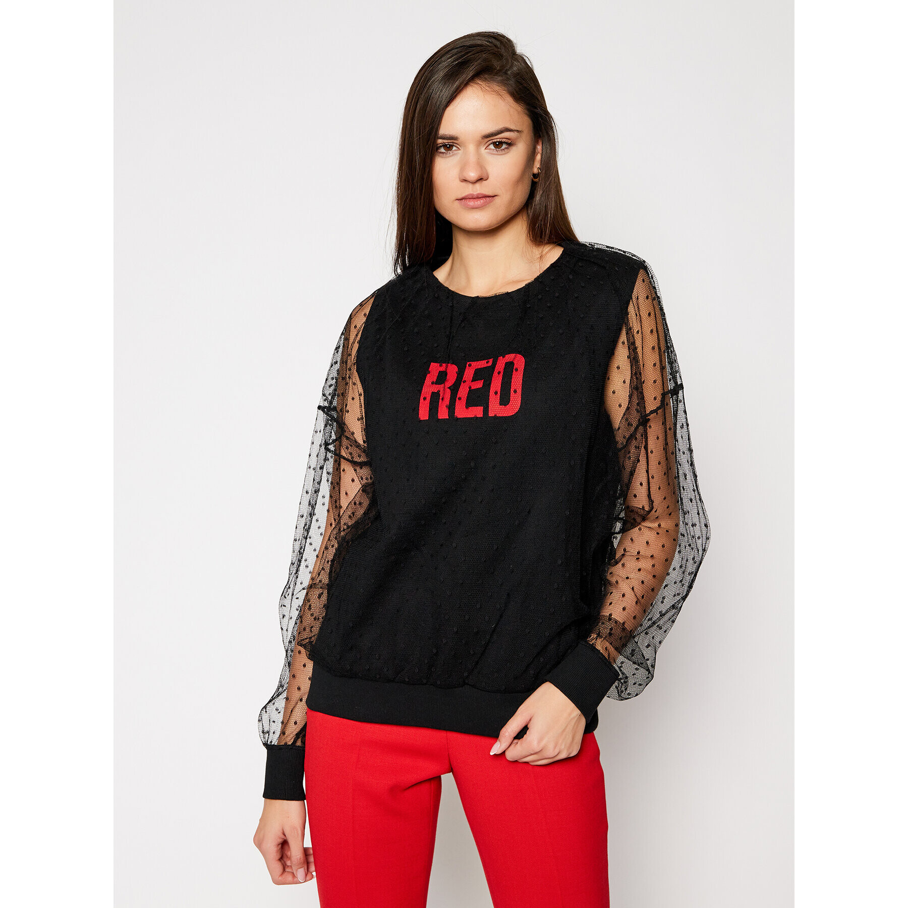 Red Valentino Bluză VR3MG08Y Negru Regular Fit - Pled.ro