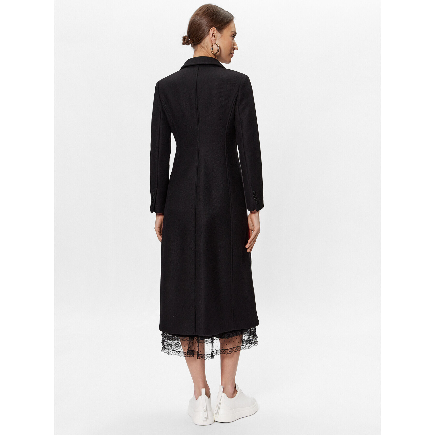 Red Valentino Palton de lână 1R0CAF505Y6 Negru Regular Fit - Pled.ro