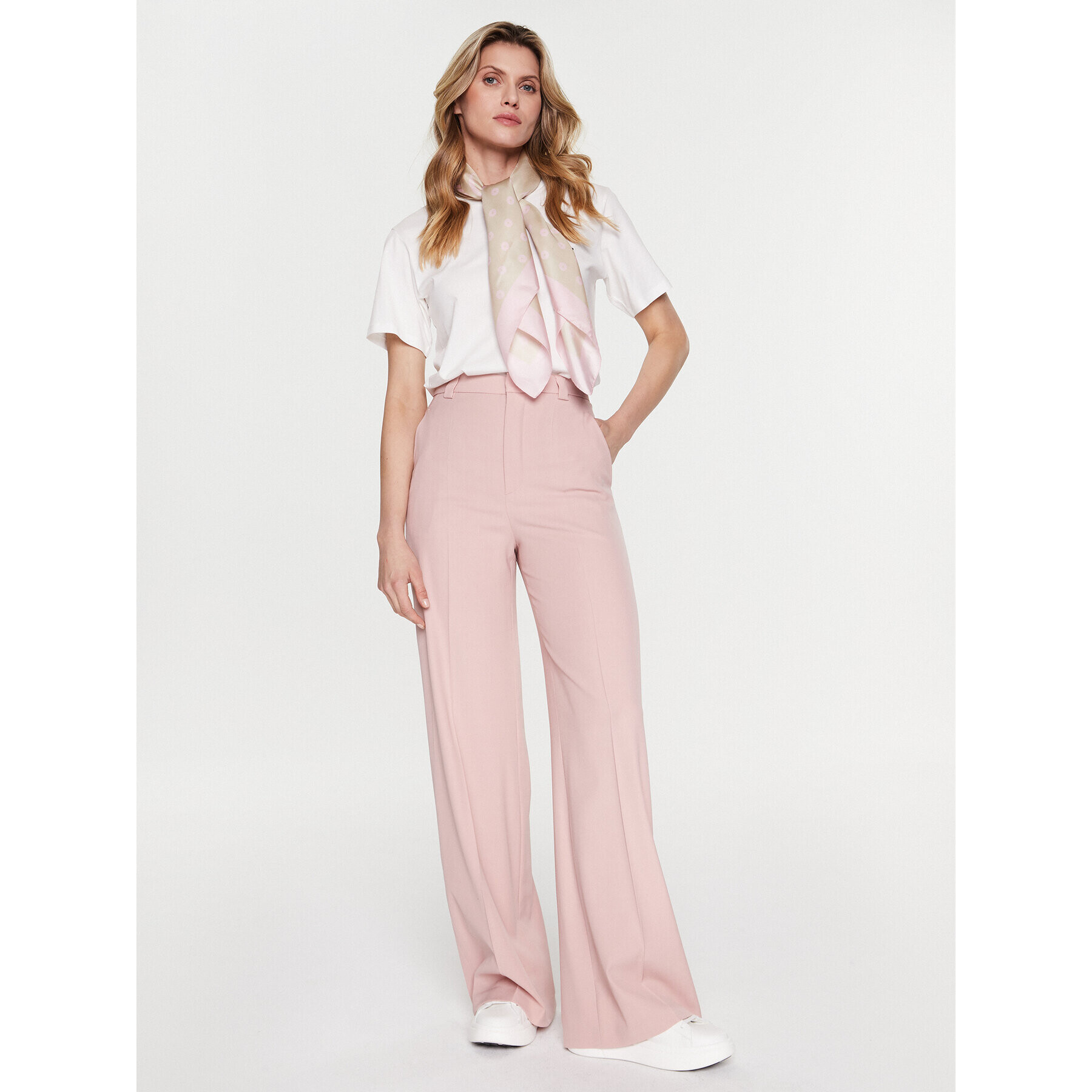 Red Valentino Pantaloni din material 1R0RBG00 Roz Wide Leg - Pled.ro