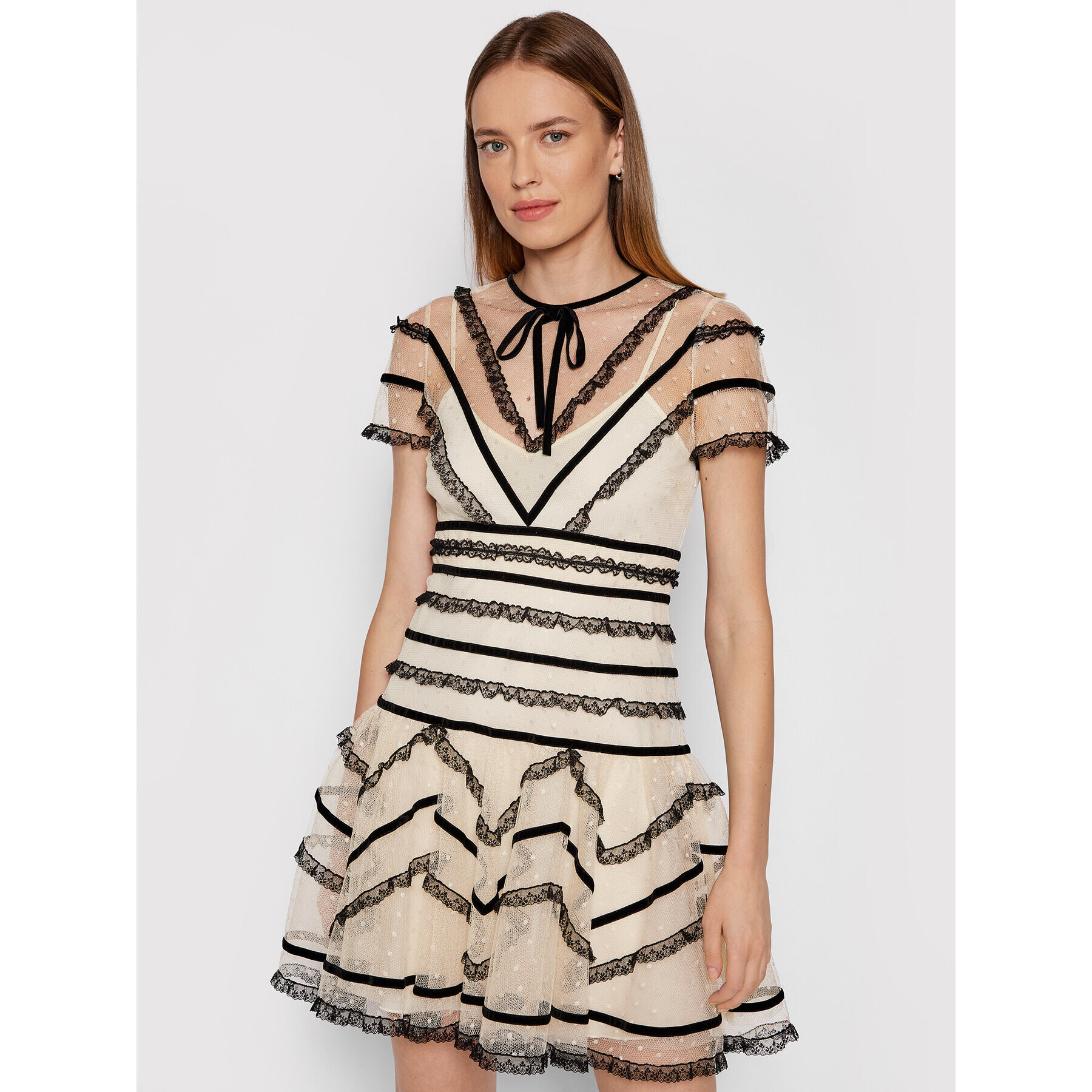 Red Valentino Rochie cocktail WR3VA19B Bej Regular Fit - Pled.ro