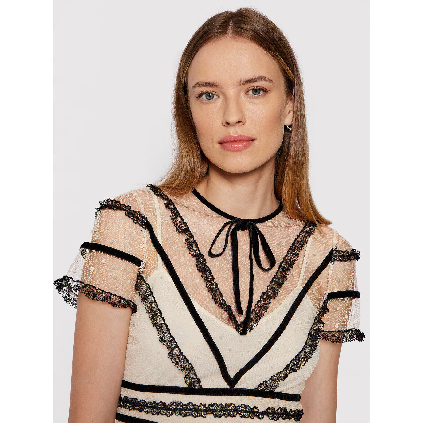 Red Valentino Rochie cocktail WR3VA19B Bej Regular Fit - Pled.ro