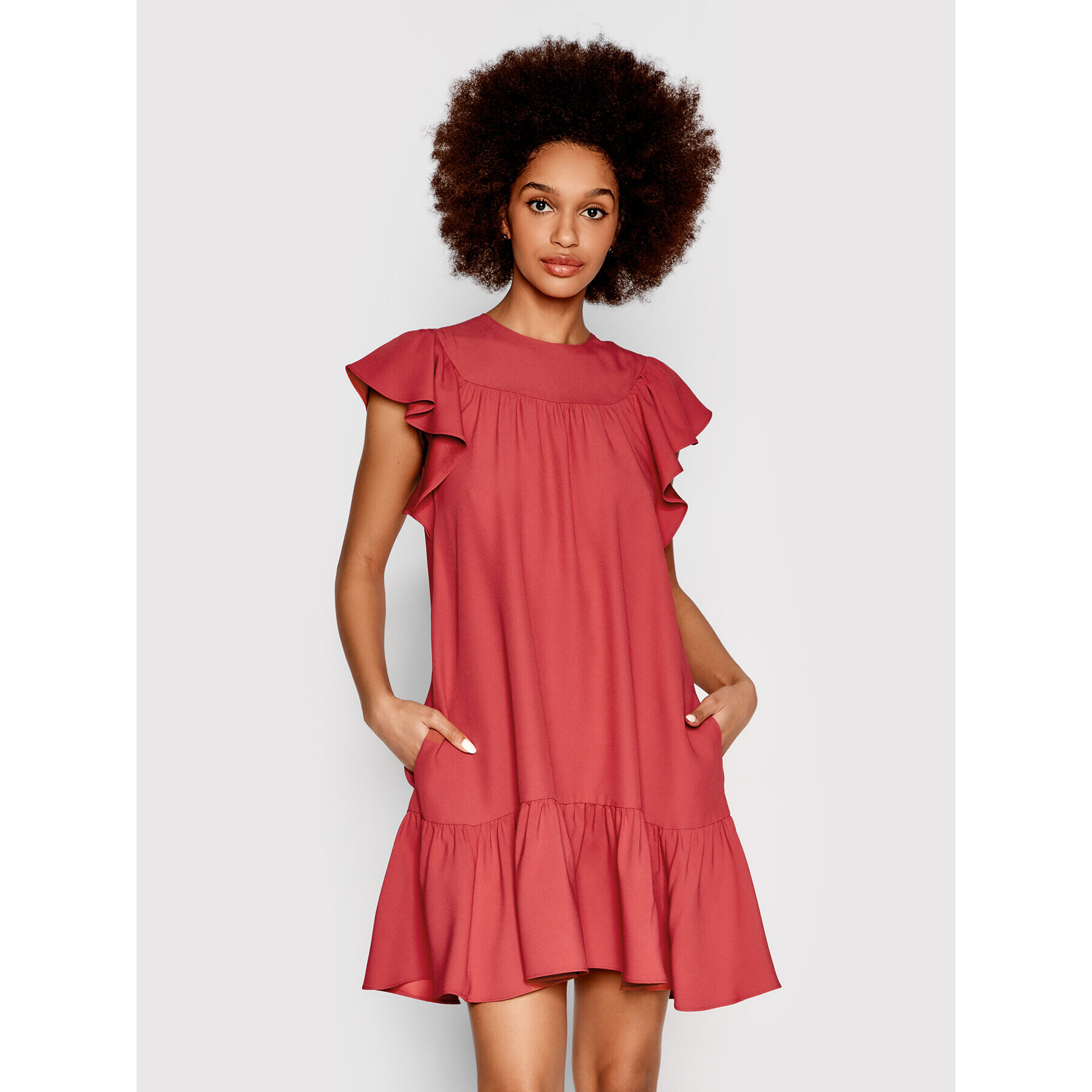 Red Valentino Rochie de zi XR0VADY00F1 Roșu Regular Fit - Pled.ro