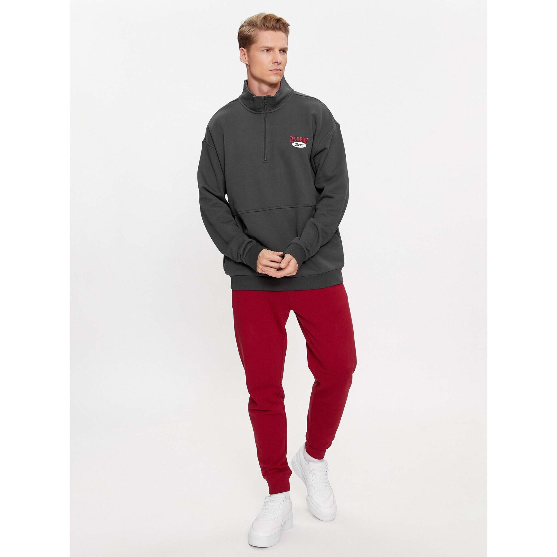 Reebok Bluză Archive Essentials IL8801 Gri Regular Fit - Pled.ro