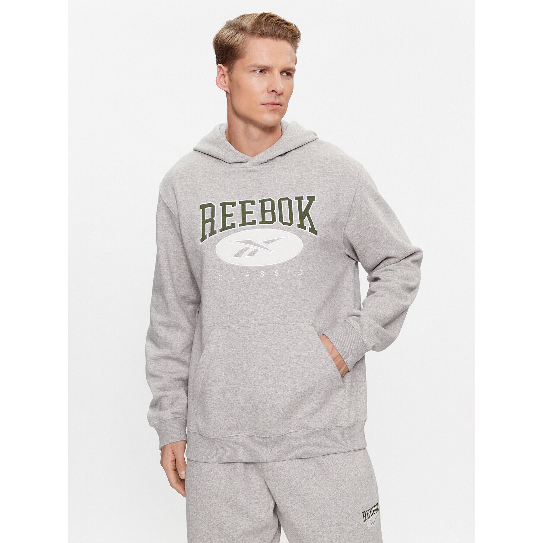 Reebok Bluză Archive Essentials IM1529 Gri Regular Fit - Pled.ro