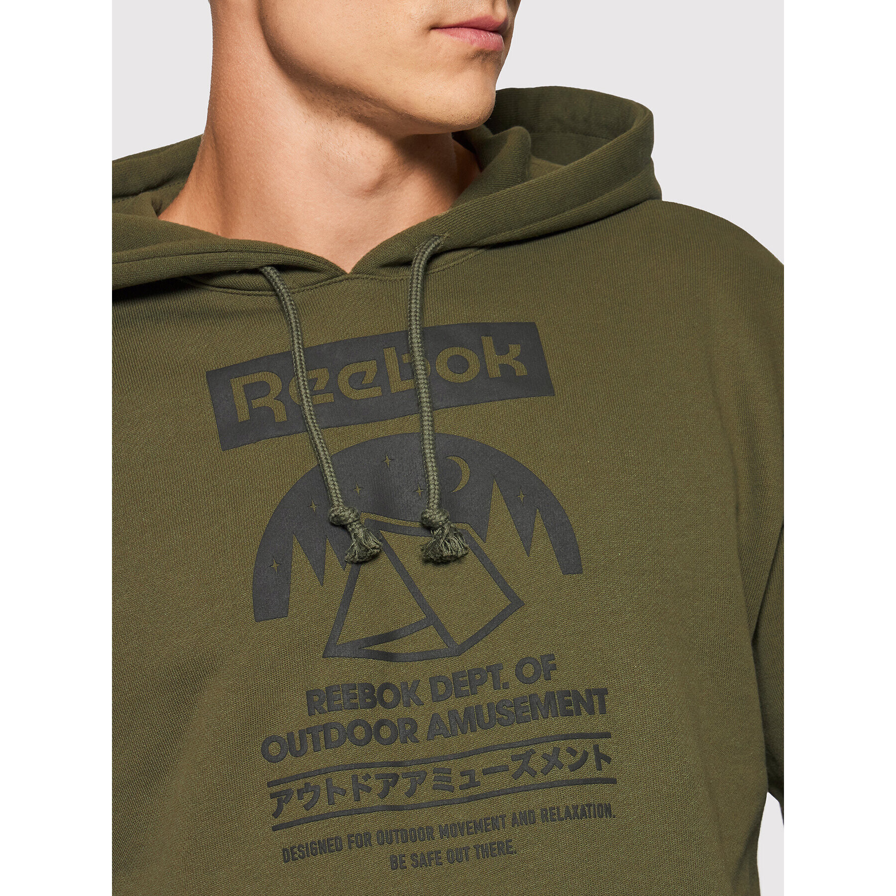 Reebok Bluză Cl Camping Graphic Hoodie GS4194 Verde Relaxed Fit - Pled.ro