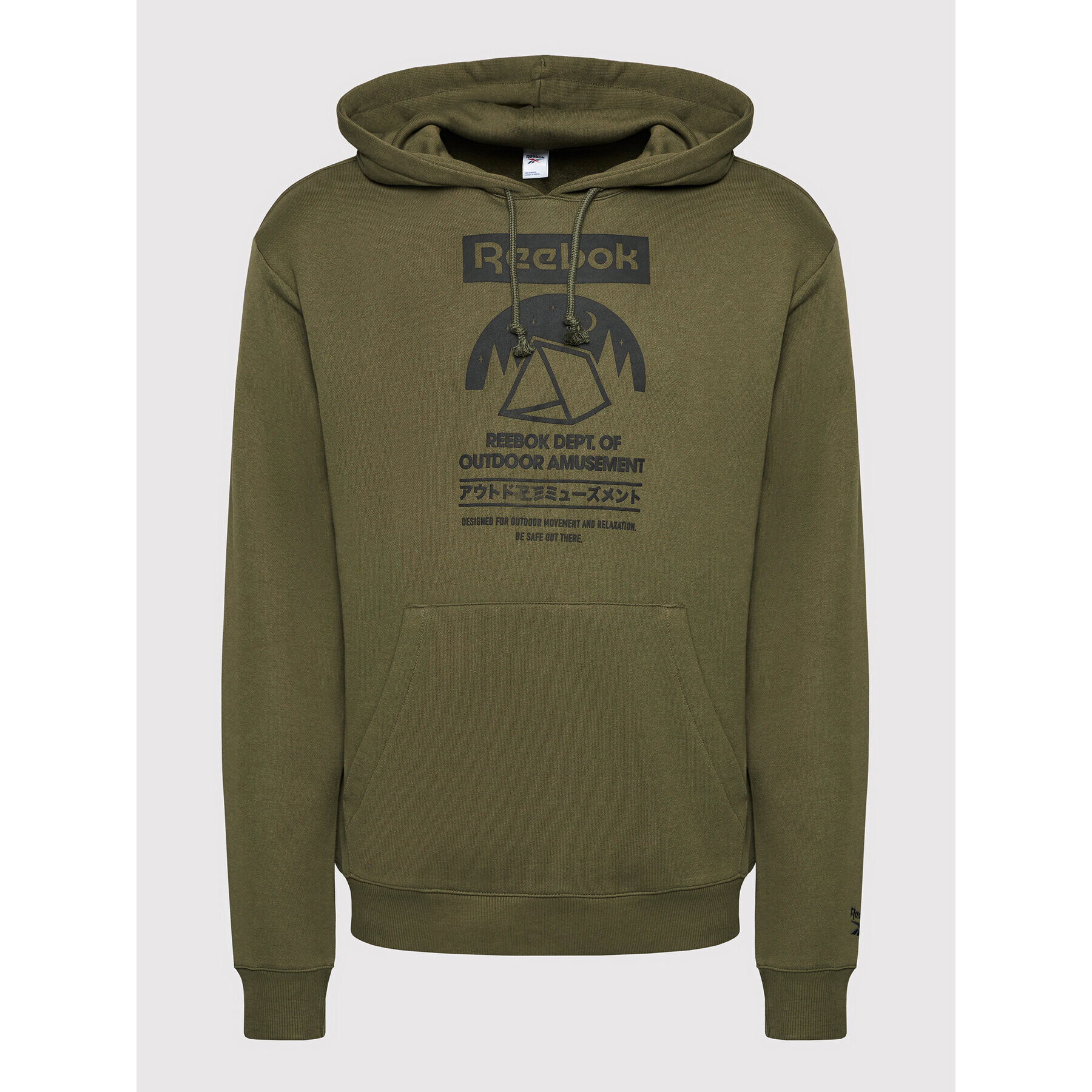 Reebok Bluză Cl Camping Graphic Hoodie GS4194 Verde Relaxed Fit - Pled.ro