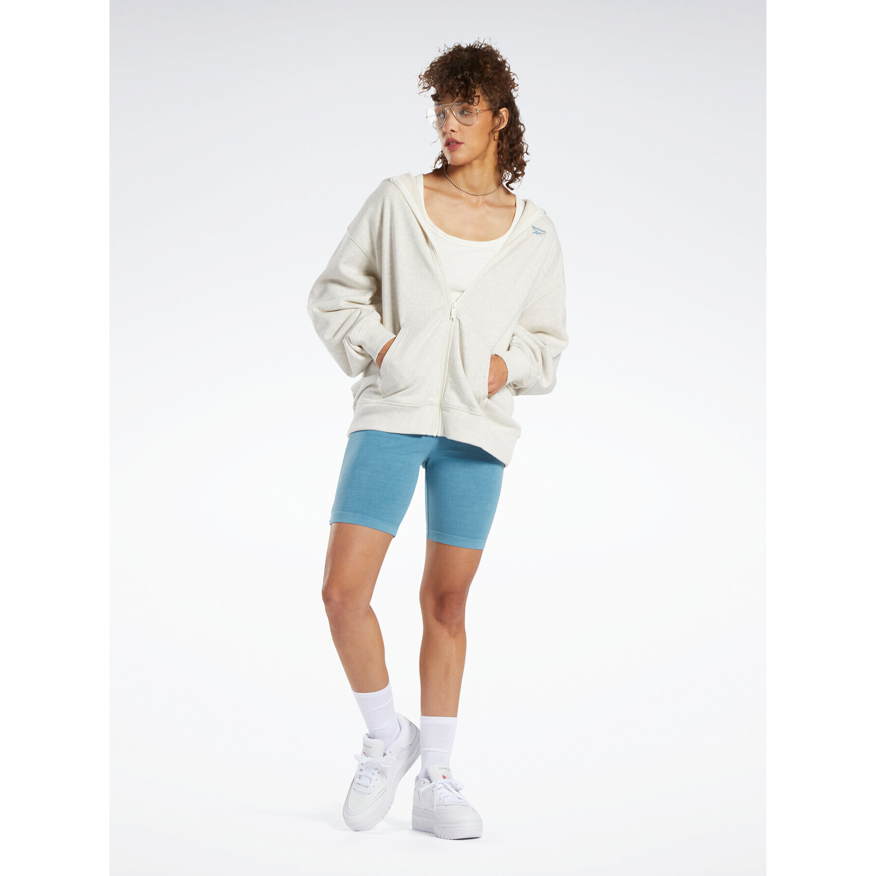 Reebok Bluză Classics Oversized Long Zip-Up Hoodie IC8093 Gri - Pled.ro