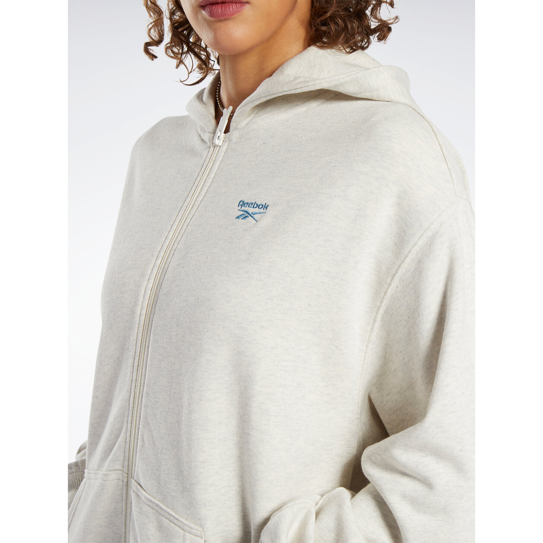 Reebok Bluză Classics Oversized Long Zip-Up Hoodie IC8093 Gri - Pled.ro