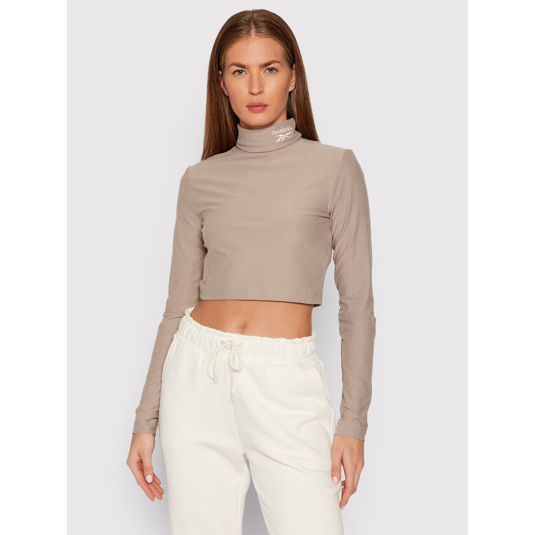 Reebok Bluză cu gât Classics Cozy GS1701 Bej Cropped Fit - Pled.ro