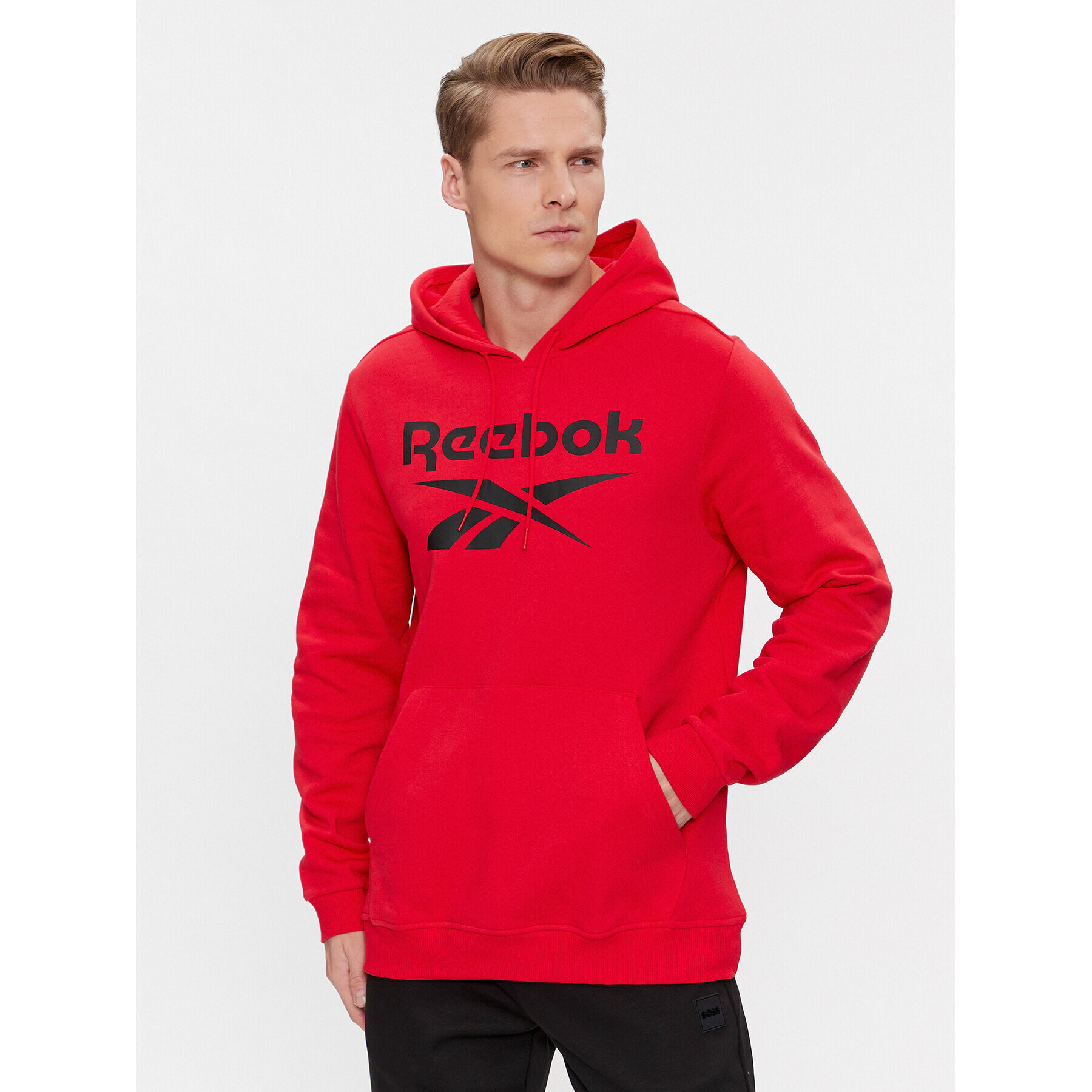 Reebok Bluză Identity Fleece Stacked Logo Pullover Hoodie IM3281 Roșu - Pled.ro