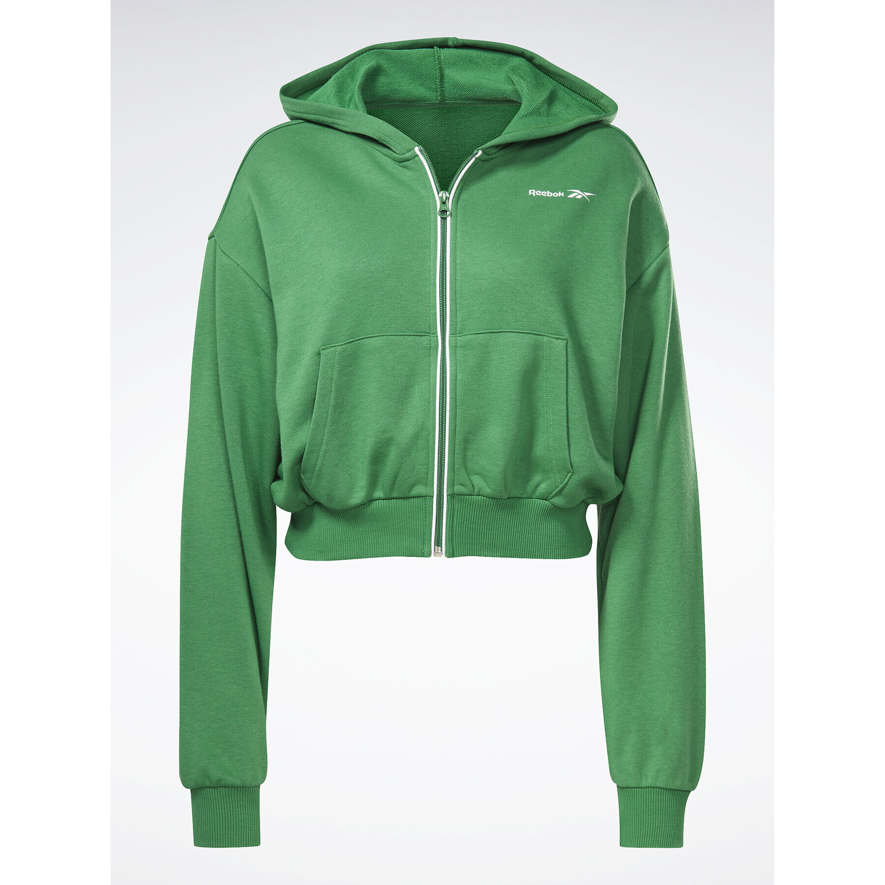 Reebok Bluză Identity French Terry HS4859 Verde Relaxed Fit - Pled.ro