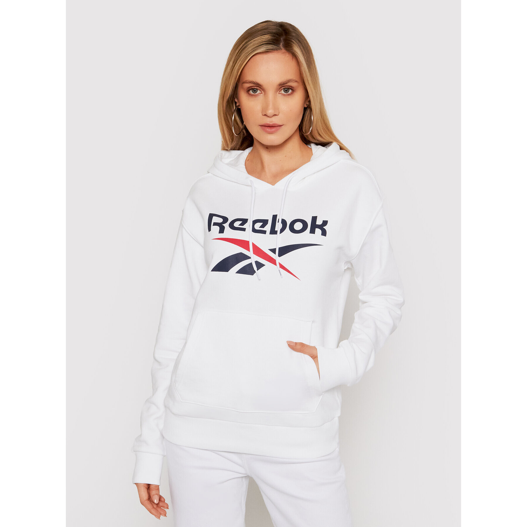 Reebok Bluză Identity Logo GI6700 Alb Oversize - Pled.ro