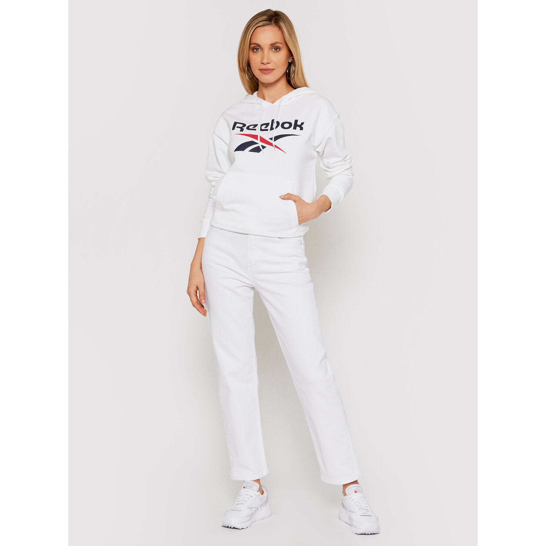 Reebok Bluză Identity Logo GI6700 Alb Oversize - Pled.ro