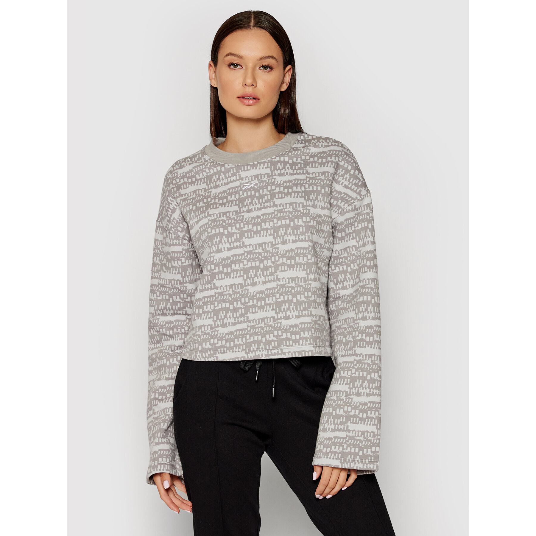 Reebok Bluză Myt Printed Long Sleeve Cover-Up GV3269 Gri Oversize - Pled.ro