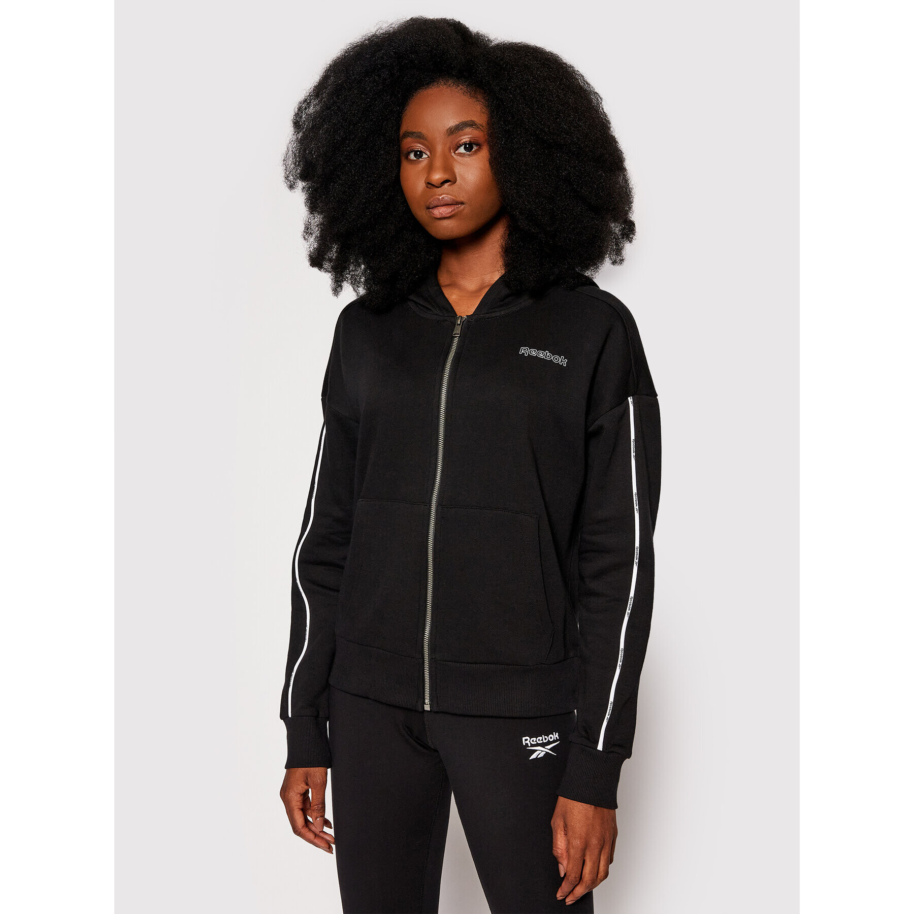 Reebok Bluză Piping GV3297 Negru Oversize - Pled.ro