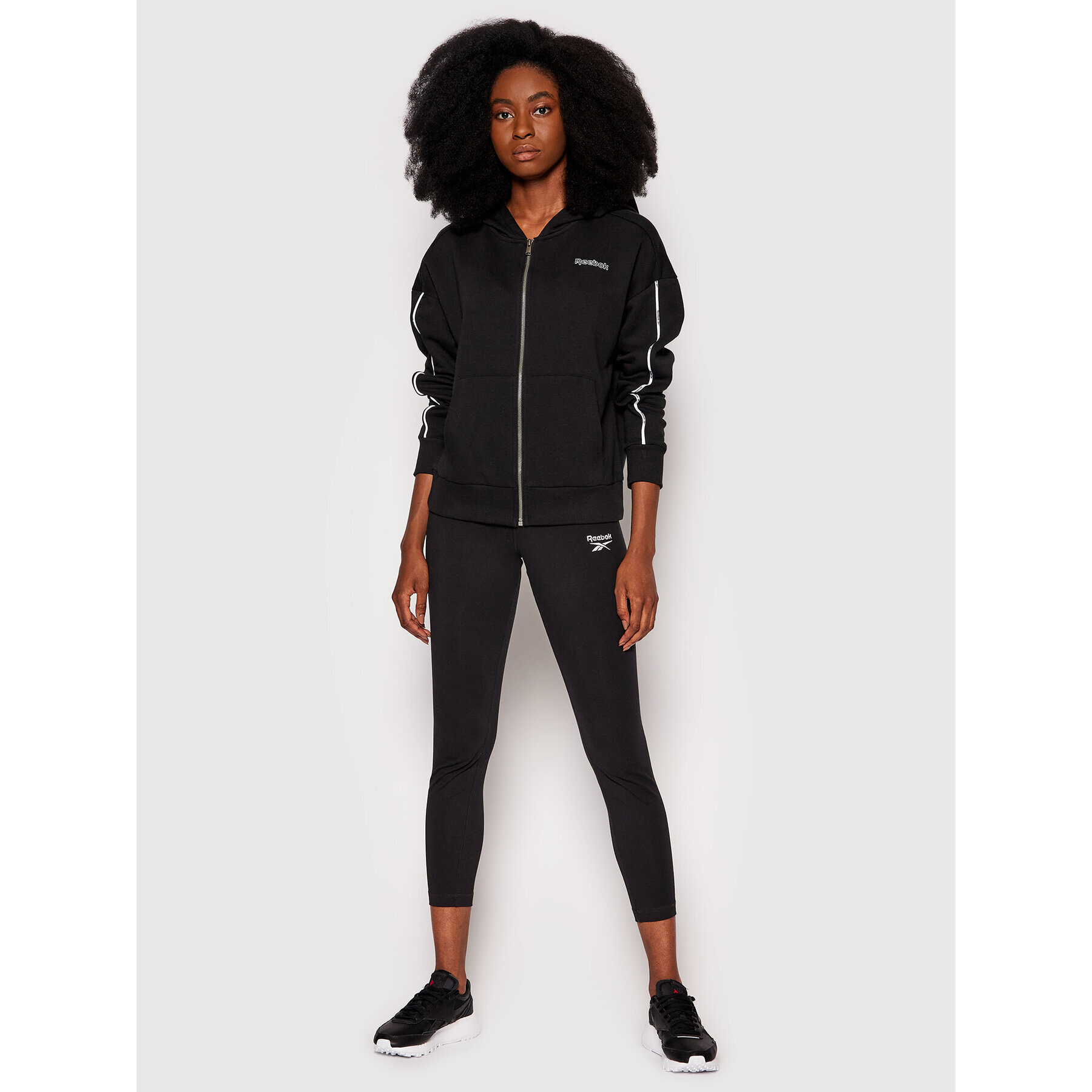 Reebok Bluză Piping GV3297 Negru Oversize - Pled.ro