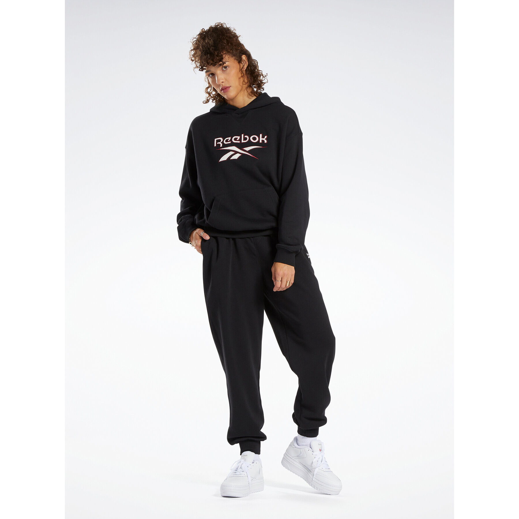 Reebok Bluză Archive Classics Big Logo Fleece HS4718 Negru Oversize - Pled.ro