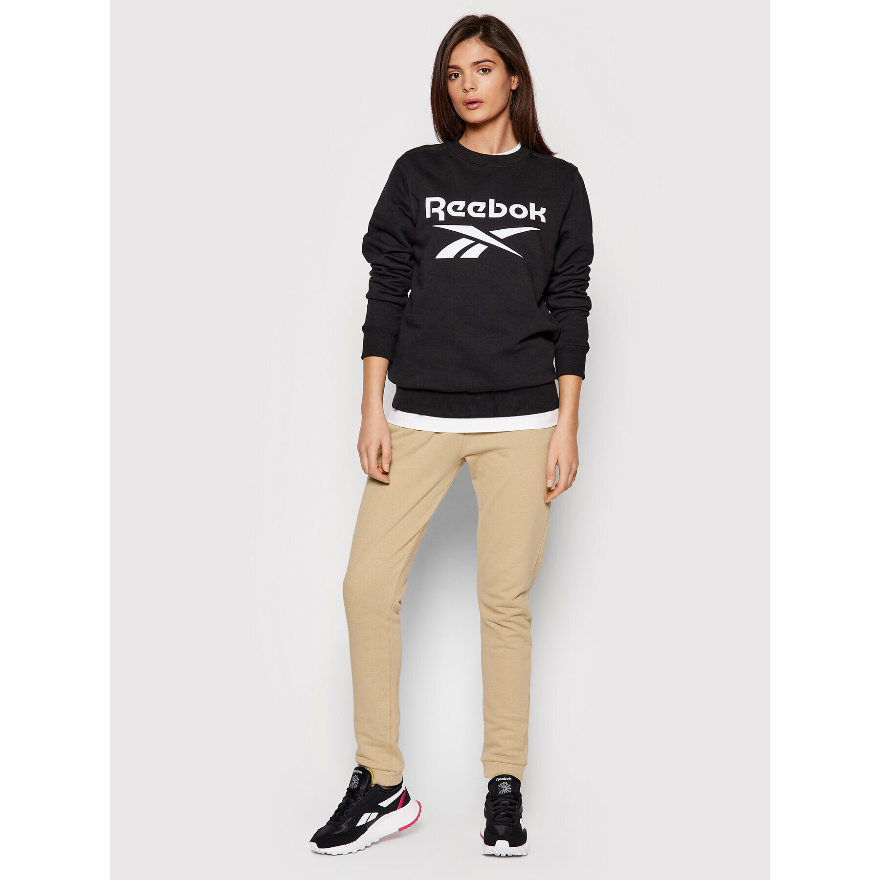 Reebok Bluză Frotte Identity Logo GL2534 Negru Oversize - Pled.ro