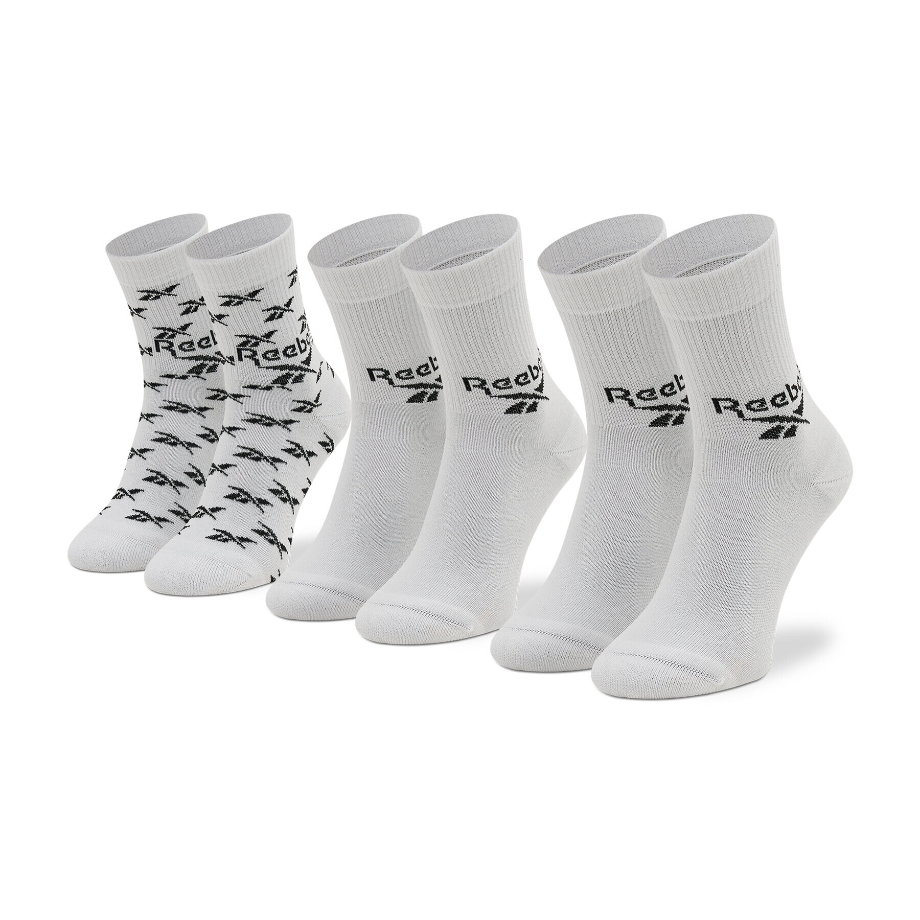 Reebok Set de 3 perechi de șosete medii unisex Cl Fo Crew Sock 3P GG6682 Alb - Pled.ro