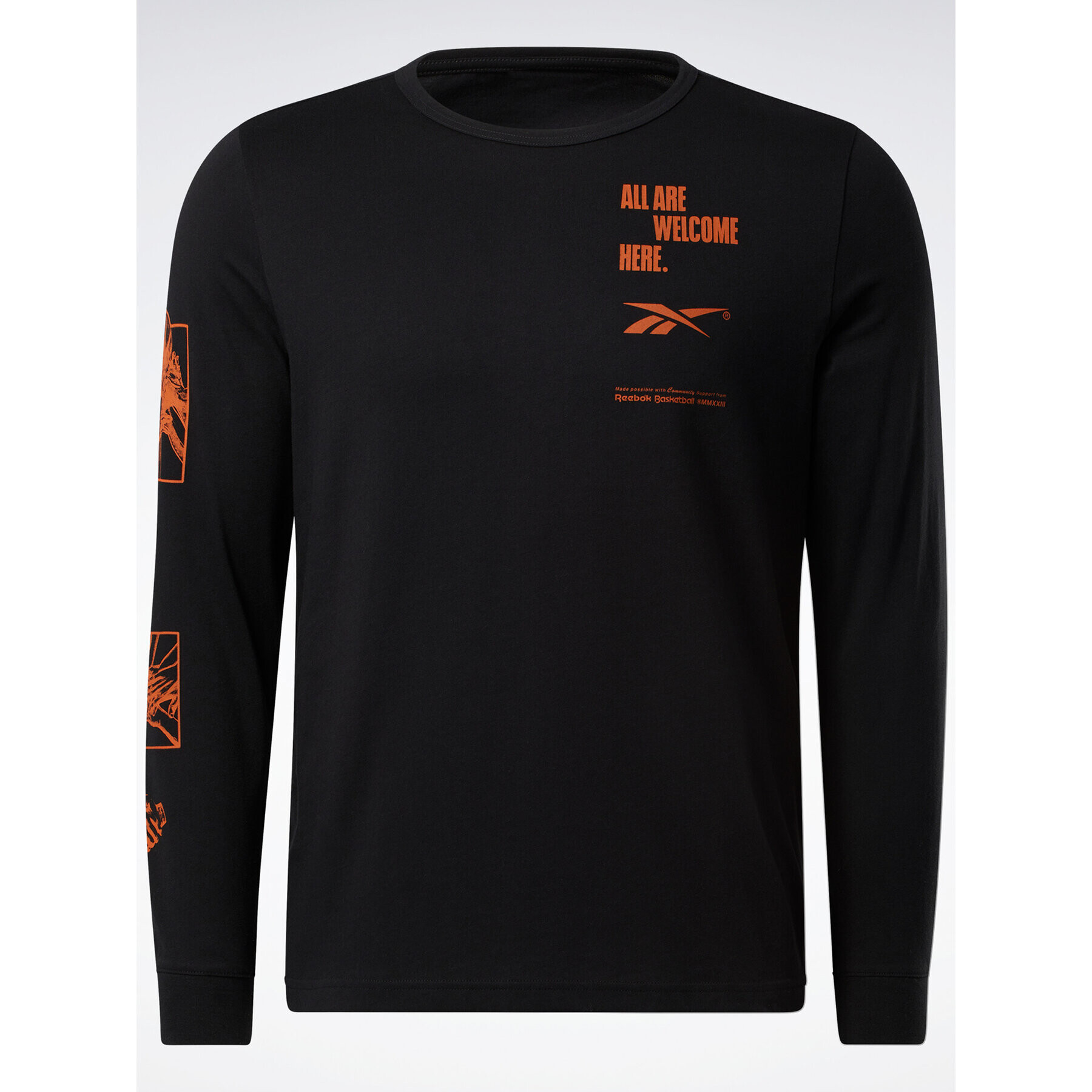 Reebok Longsleeve Basketball All Are Welcome Here T-Shirt HM6240 Negru Relaxed Fit - Pled.ro