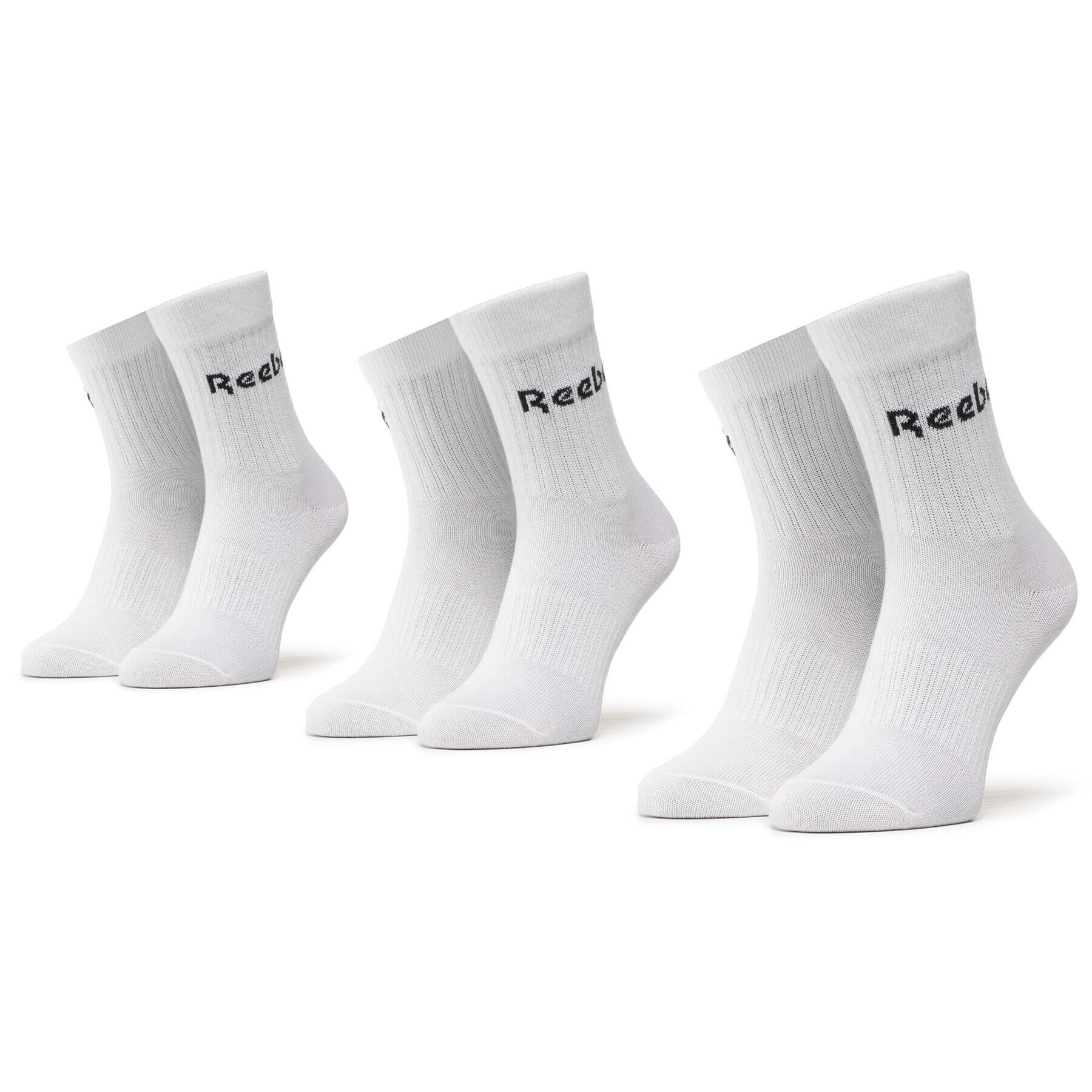 Reebok Set de 3 perechi de șosete medii unisex Act Core Mid Crew Sock 3P GH0332 Alb - Pled.ro