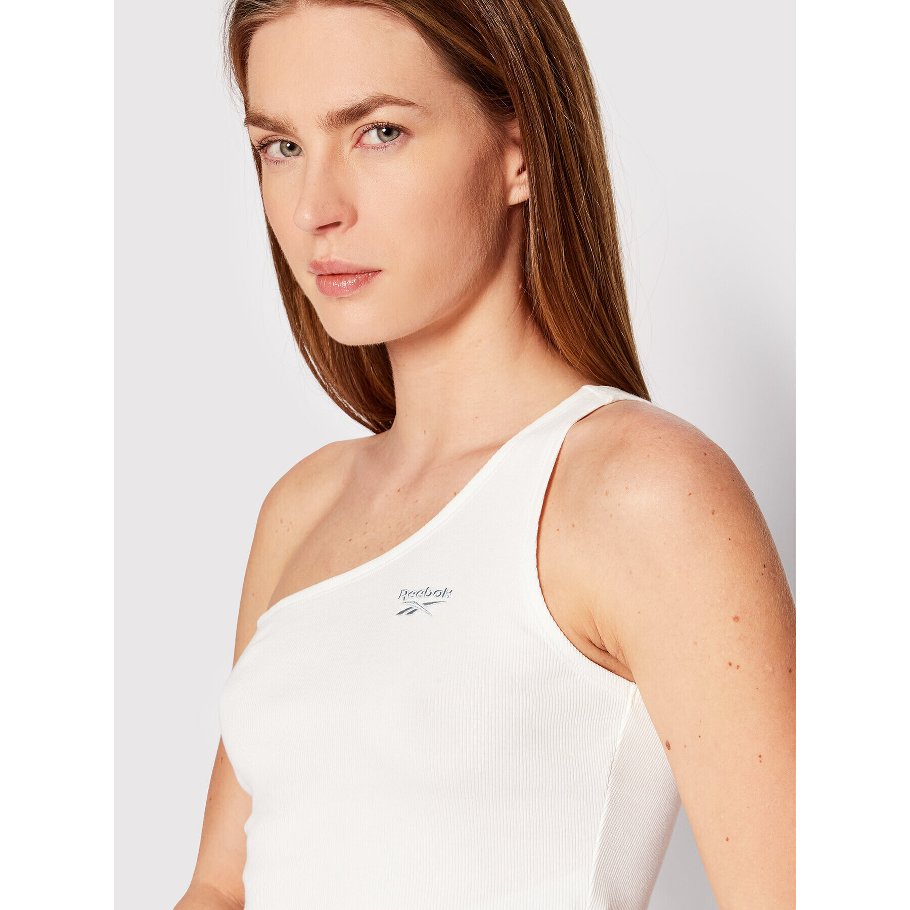 Reebok Top Rib One-Shoulder H58682 Alb Fitted Fit - Pled.ro