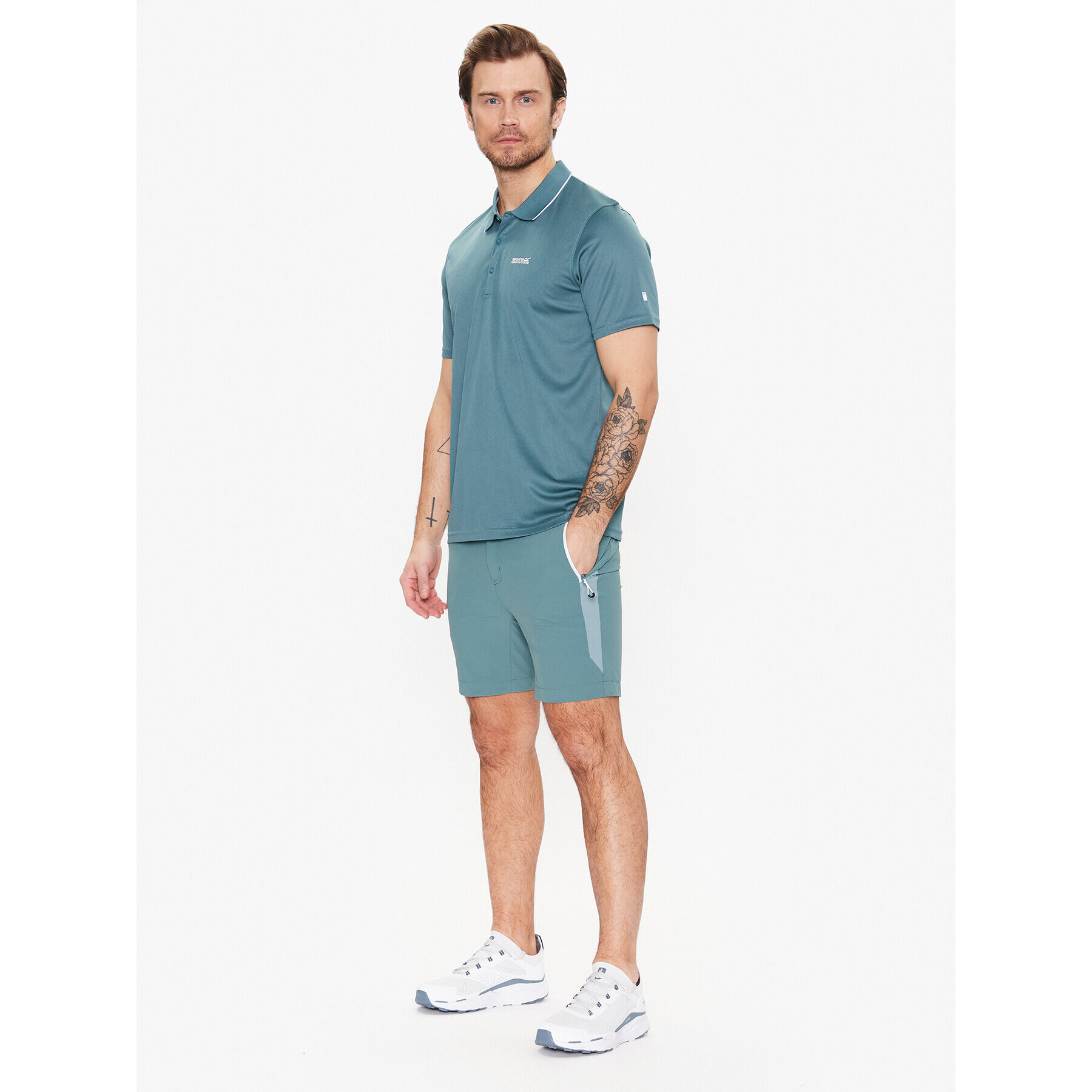 Regatta Pantaloni scurți sport Mountain II RMJ264 Verde Regular Fit - Pled.ro